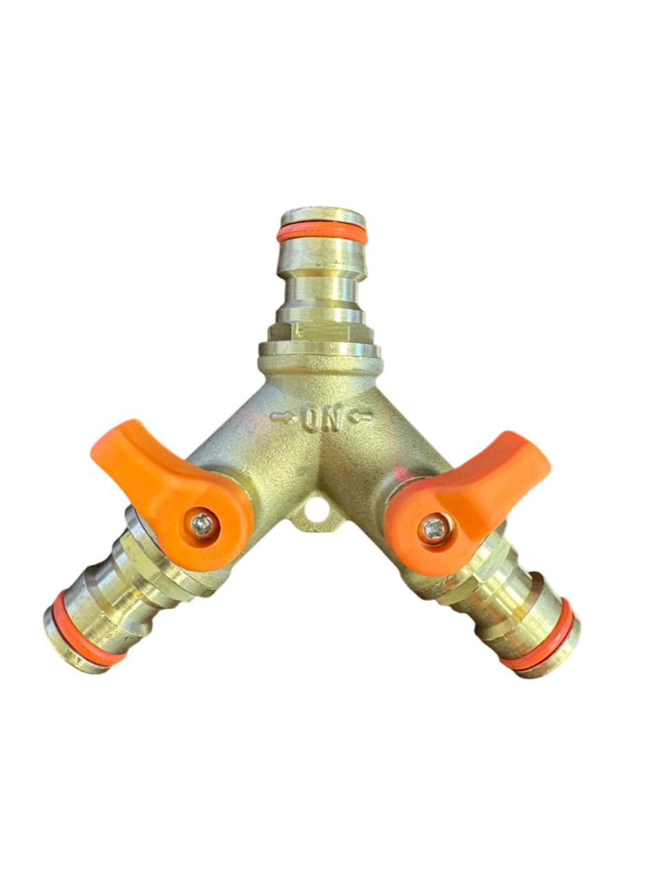 3 Way Male Snap-On Connector Brass + Valves