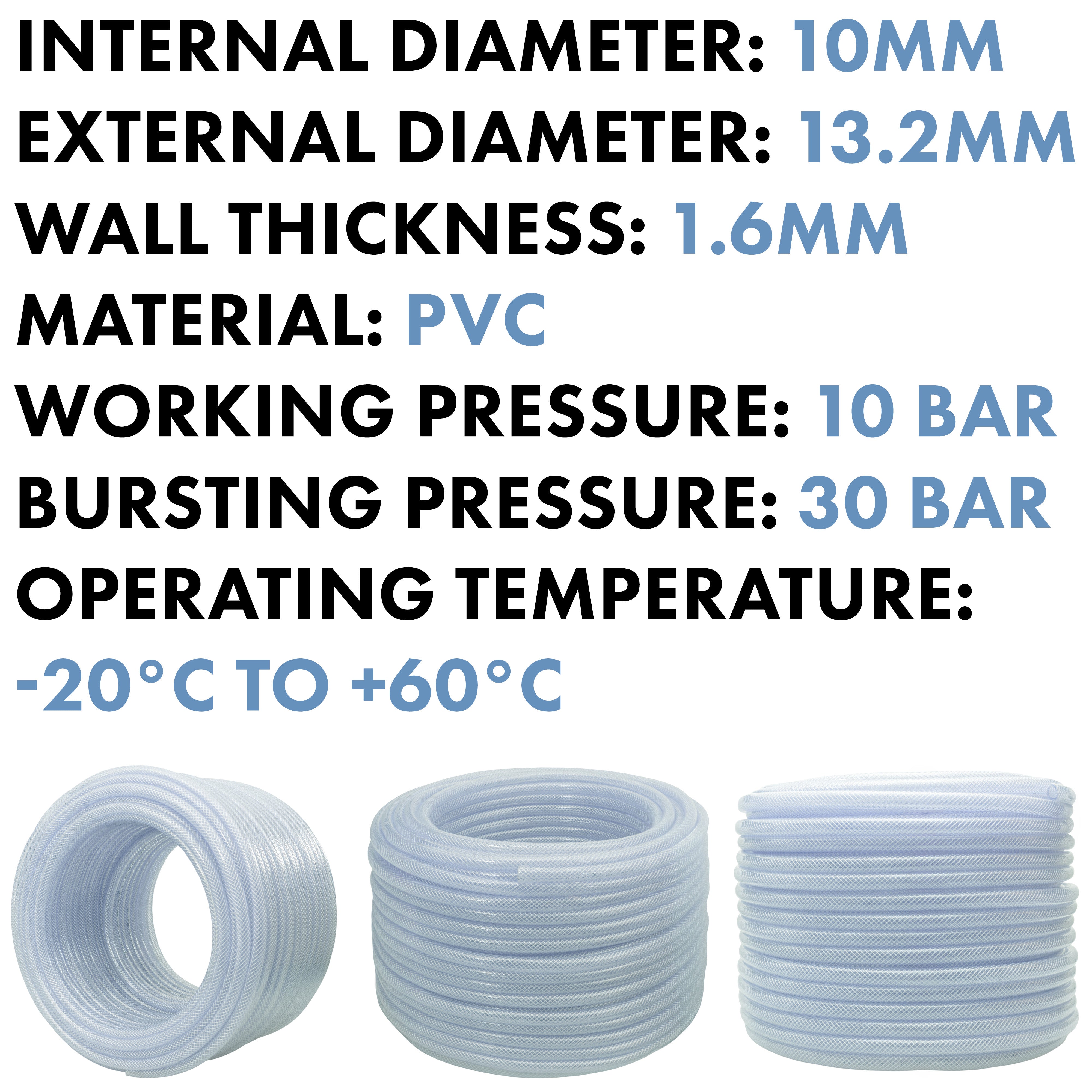 Clear Braided PVC Pipe 10mm*1.6mm