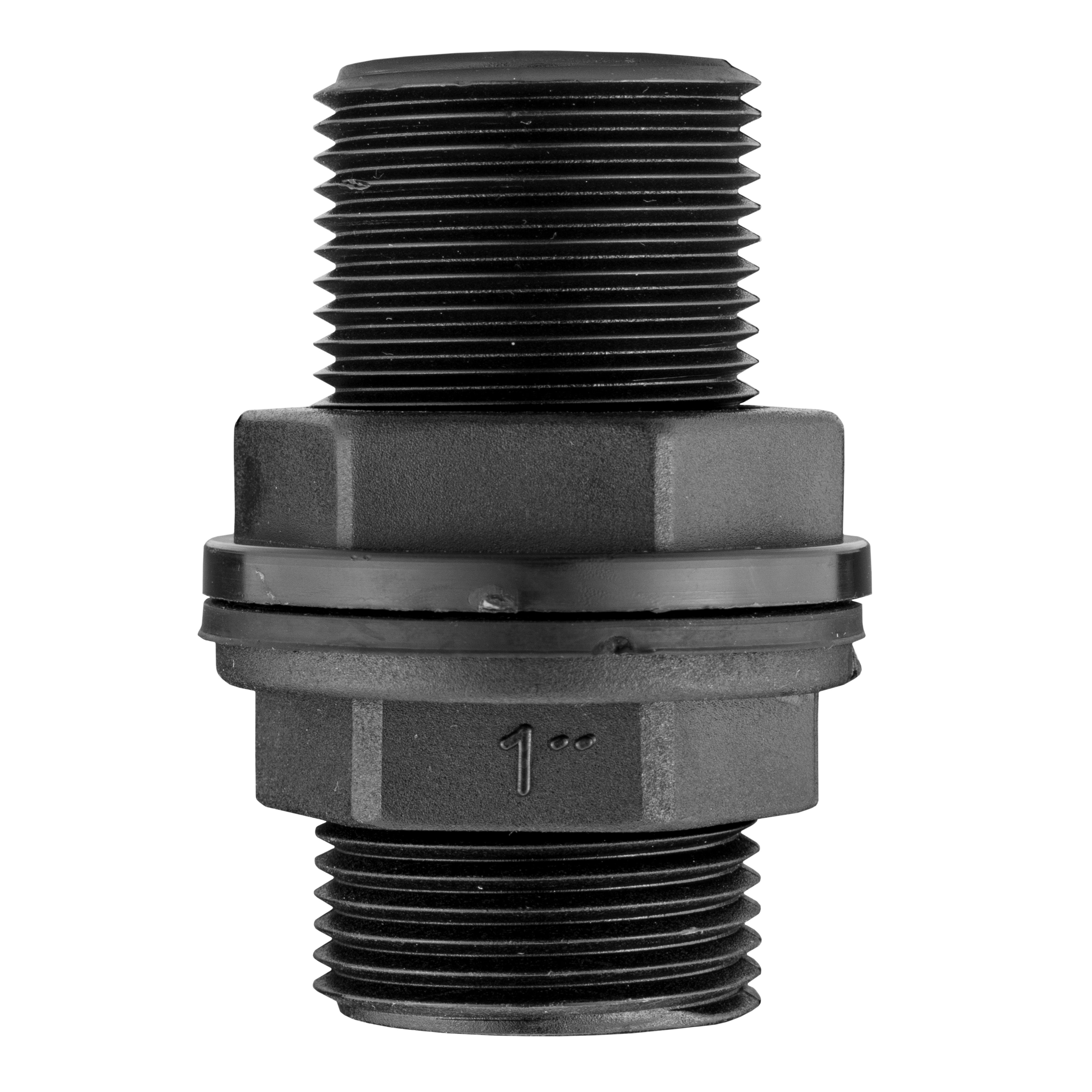 1” BSP Water Butt Fitting with Lever Valve and 25mm Barb Elbow