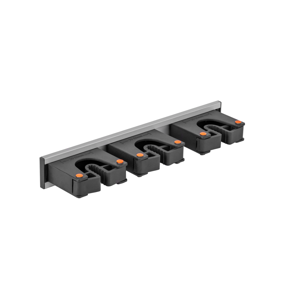 Wall Mount Tool Holder Rail - Gripper Design (3 Handles)