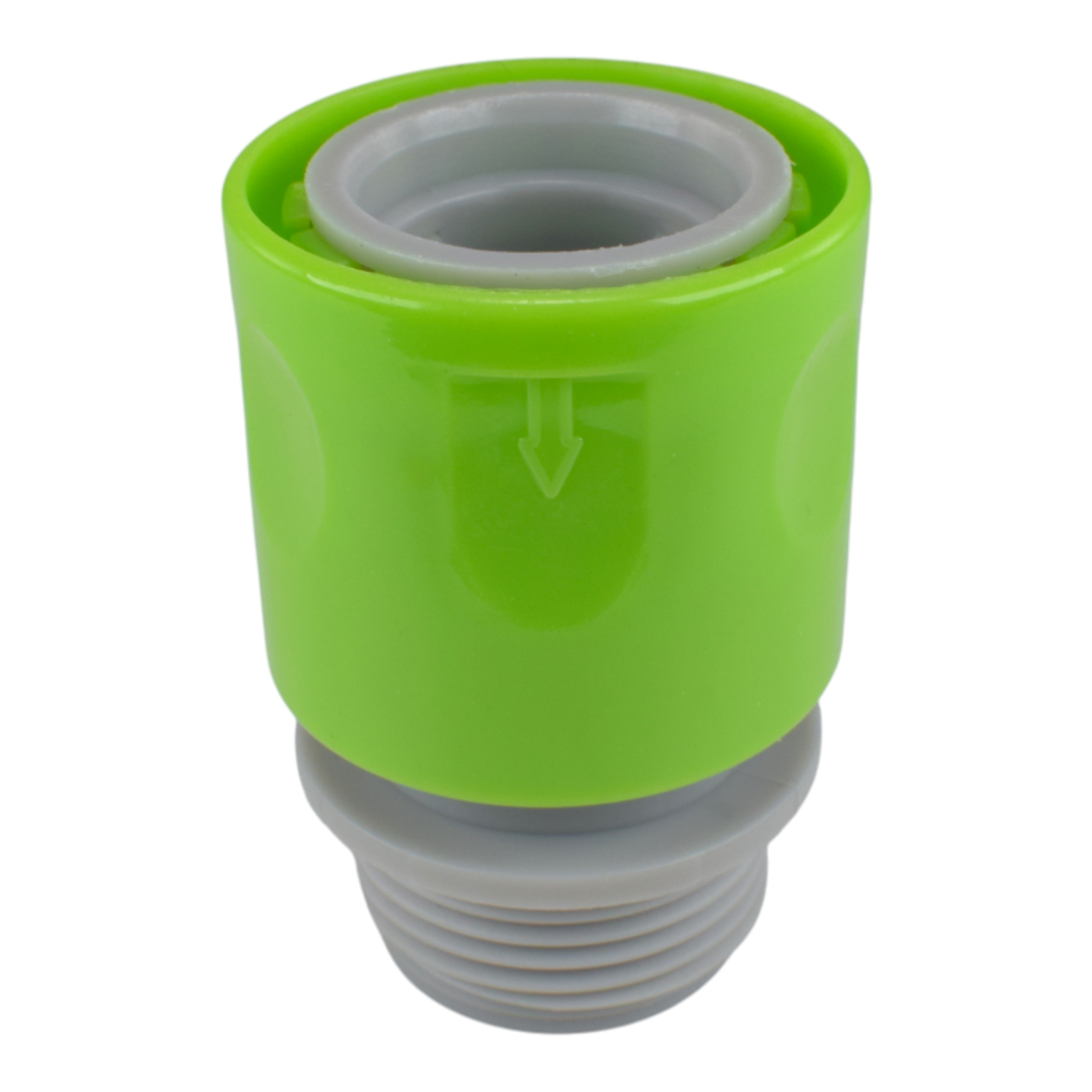 Male & Female Threaded Hose Quick Connector Set with Valve (Lime)