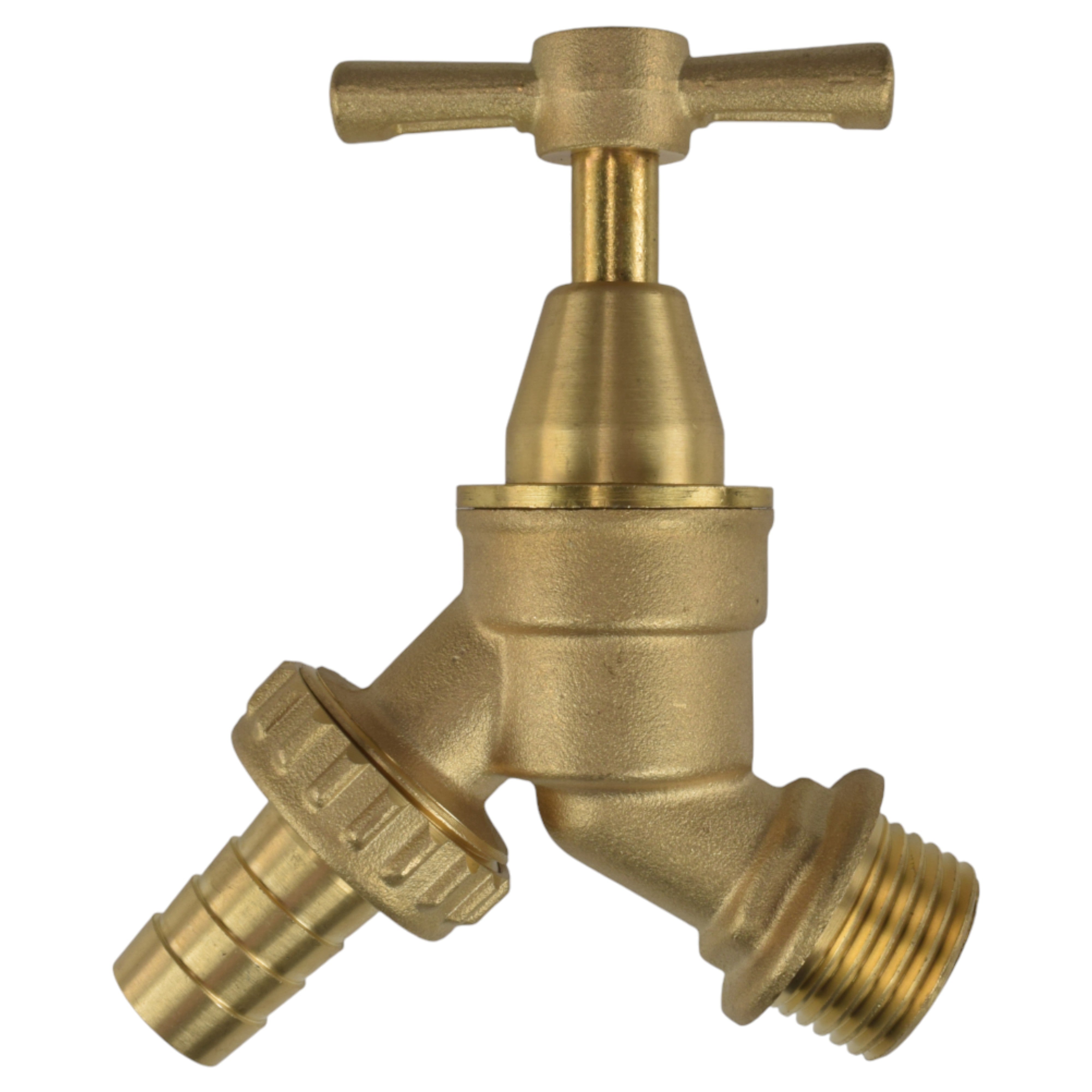 Brass Bib Tap Kit with Barb/Quick Connect Outlet, 1/2" and 3/4" BSP Thread Inlet