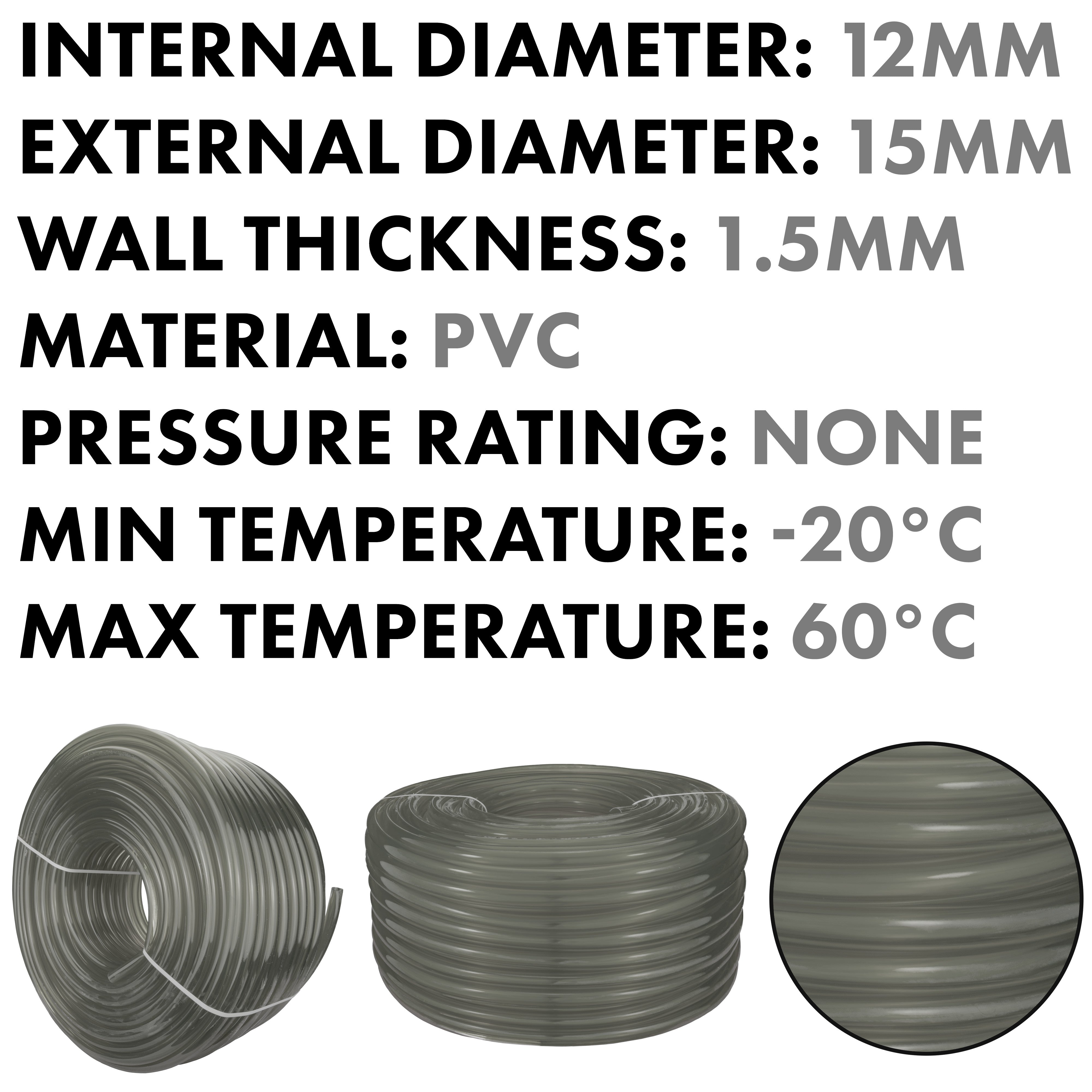 Grey Semi-Transparent PVC Pipe 12mm*15mm