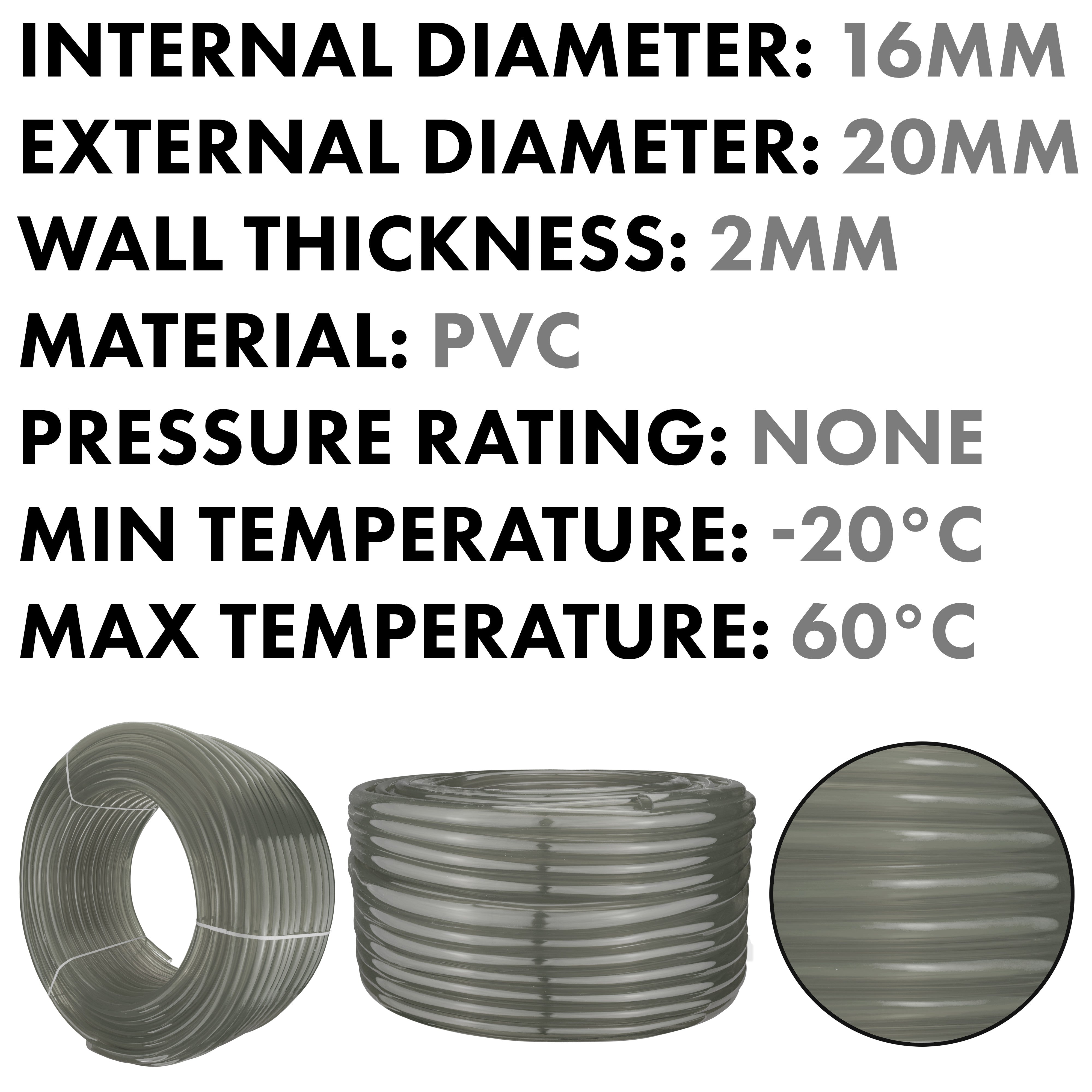 Grey Semi-Transparent PVC Pipe 16mm*20mm