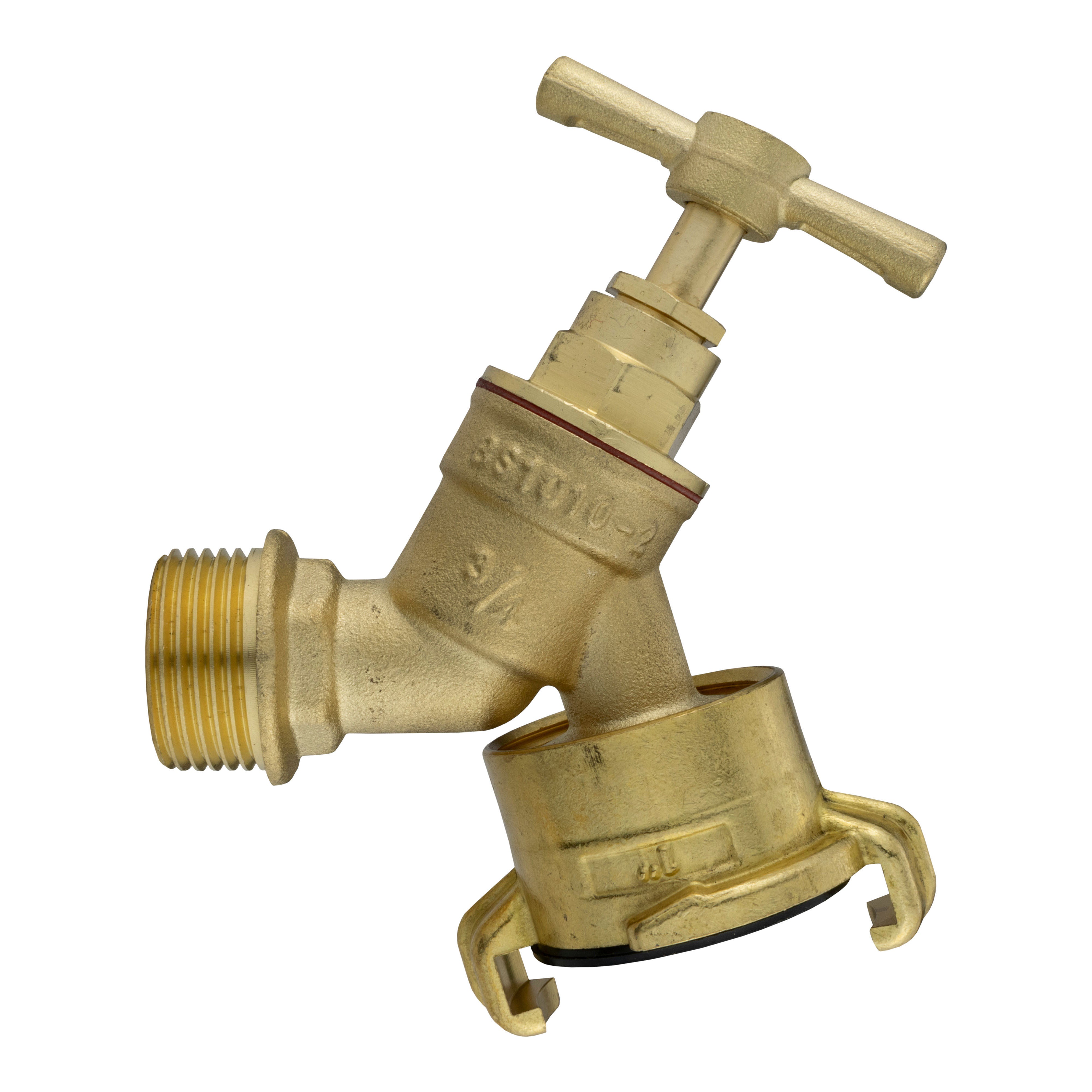 Wall Flange Kit 32mm MDPE + Brass Bib Tap with Geka Claw Outlet