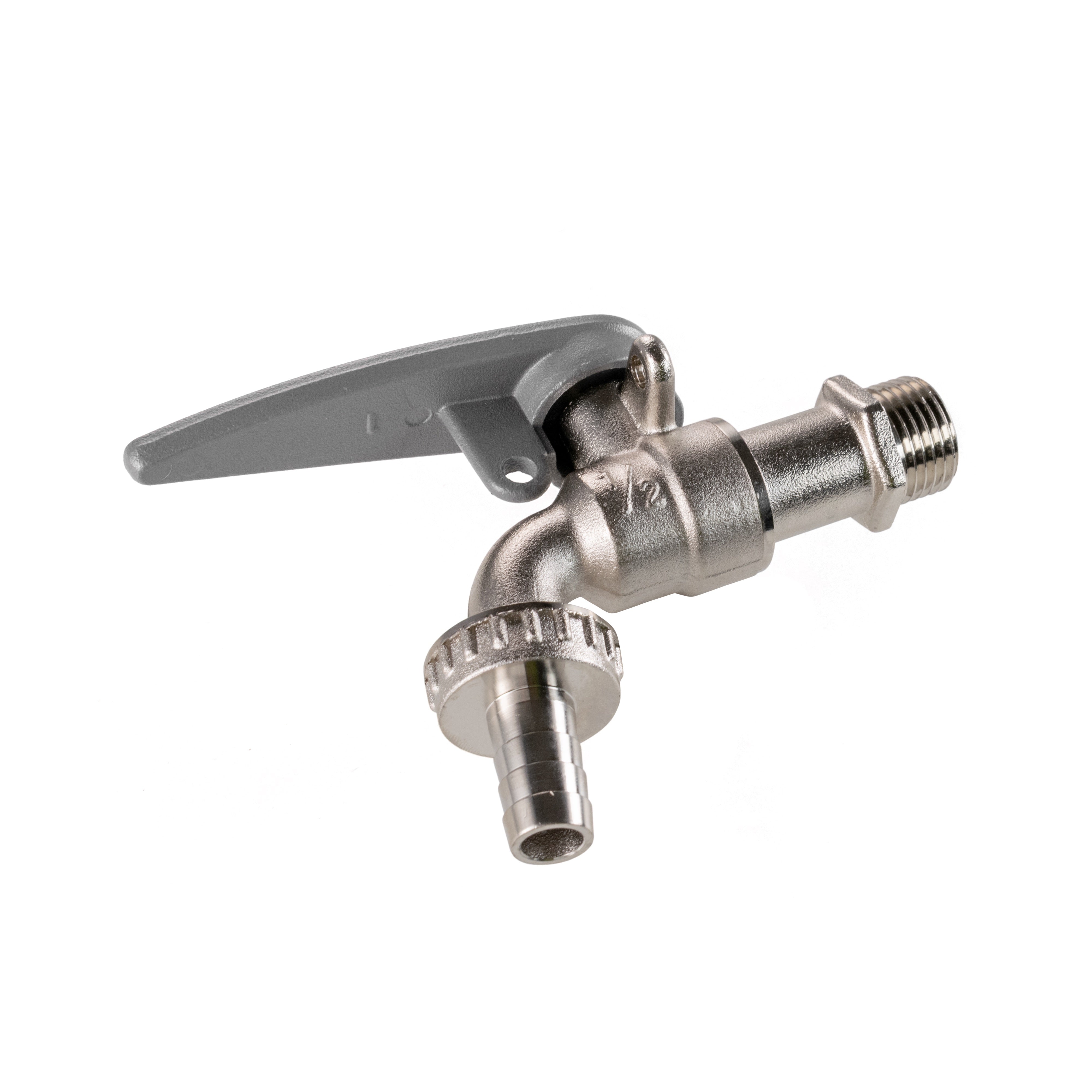 IBC 2" S60X6 - 1/2" BSP Extender Adaptor with Lever Tap with Hose Barb and Side Lock