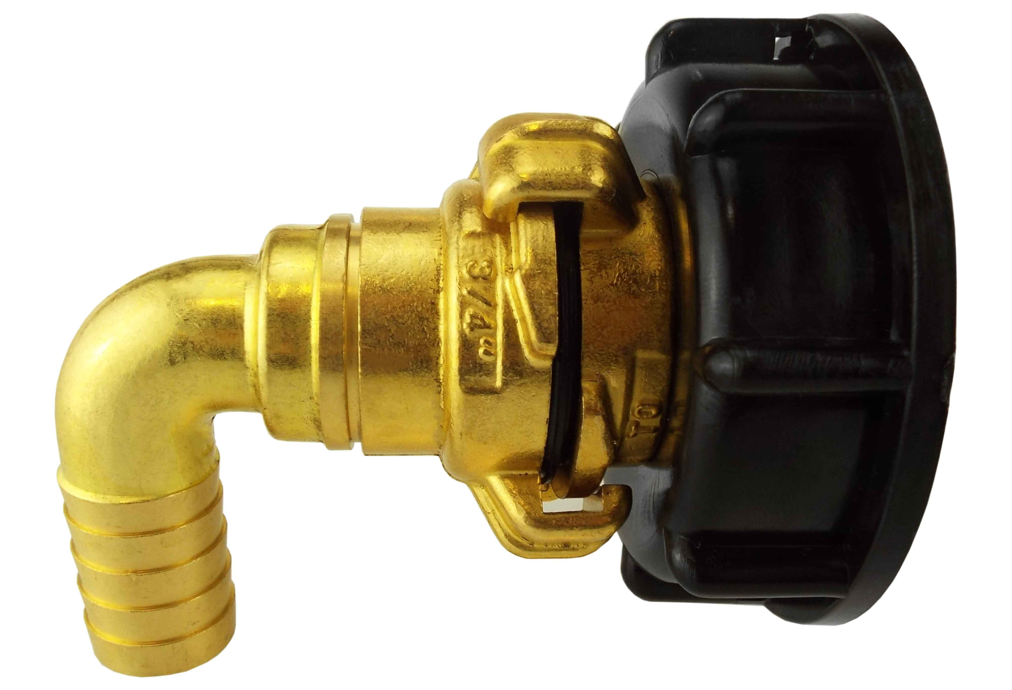 IBC 2” S60X6 Cap with Geka Type Fittings 19mm Barb Swivel Elbow