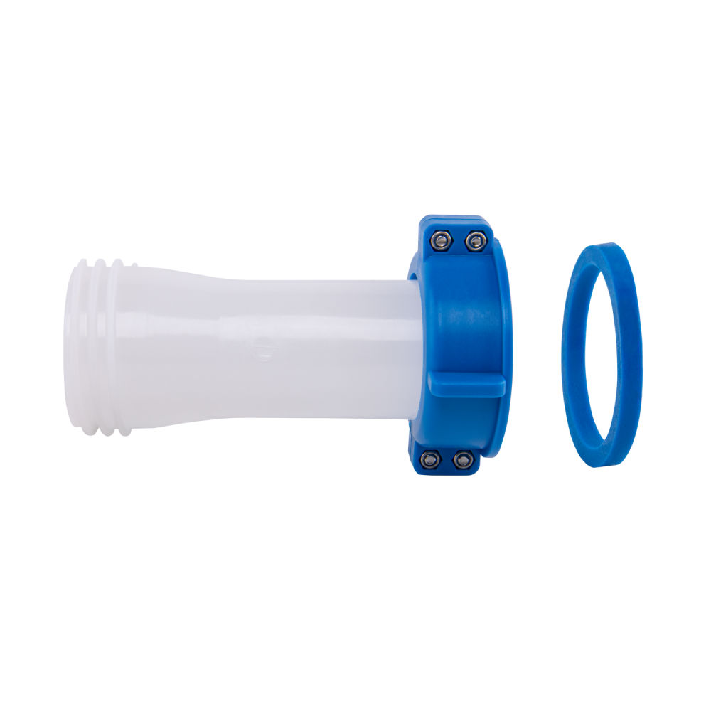 IBC S60x6 M-F Extender Swivel with S60x6 Cap and Tap ½” Barb