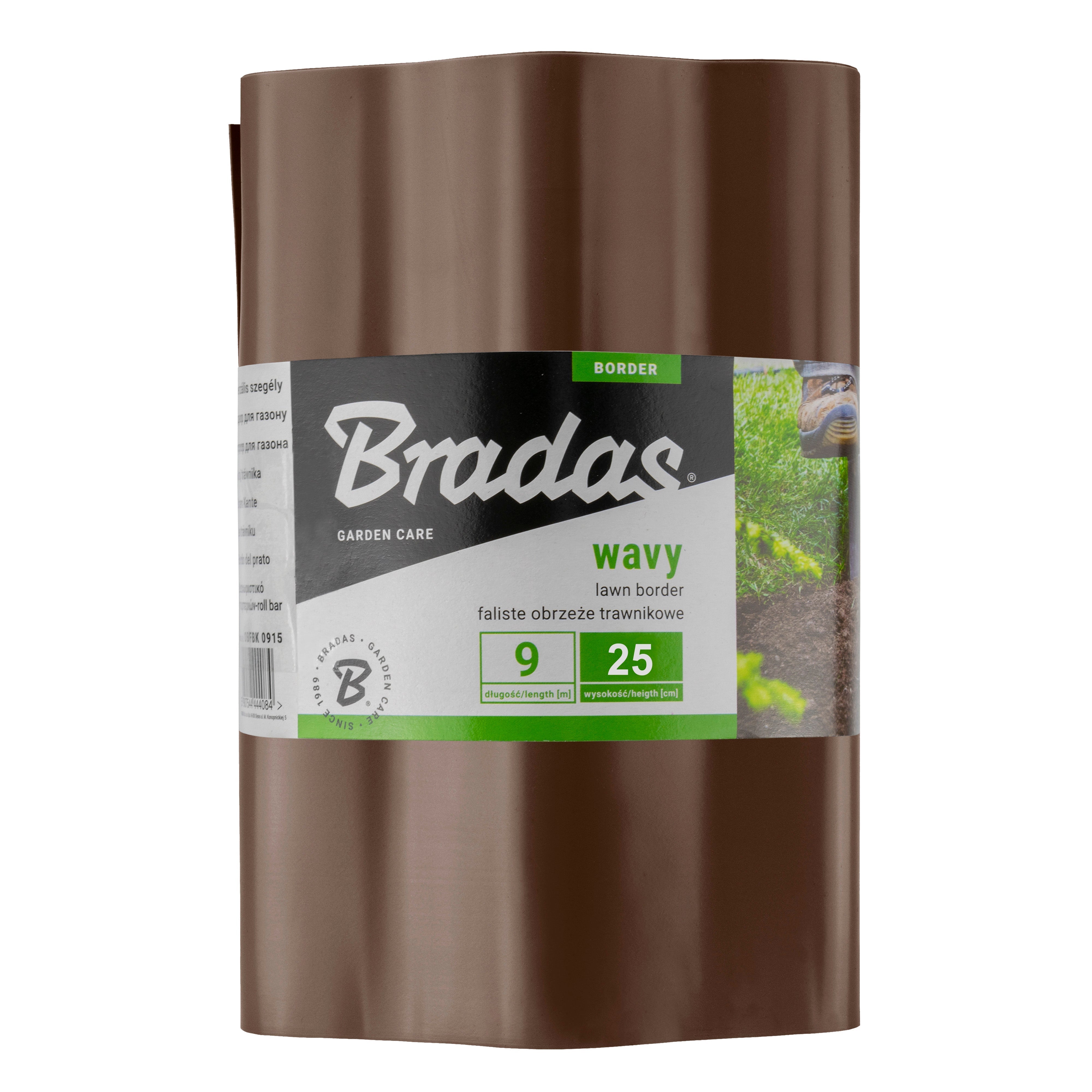 Wavy Plastic Garden Lawn Edging, H=25CM, L=9M, Brown