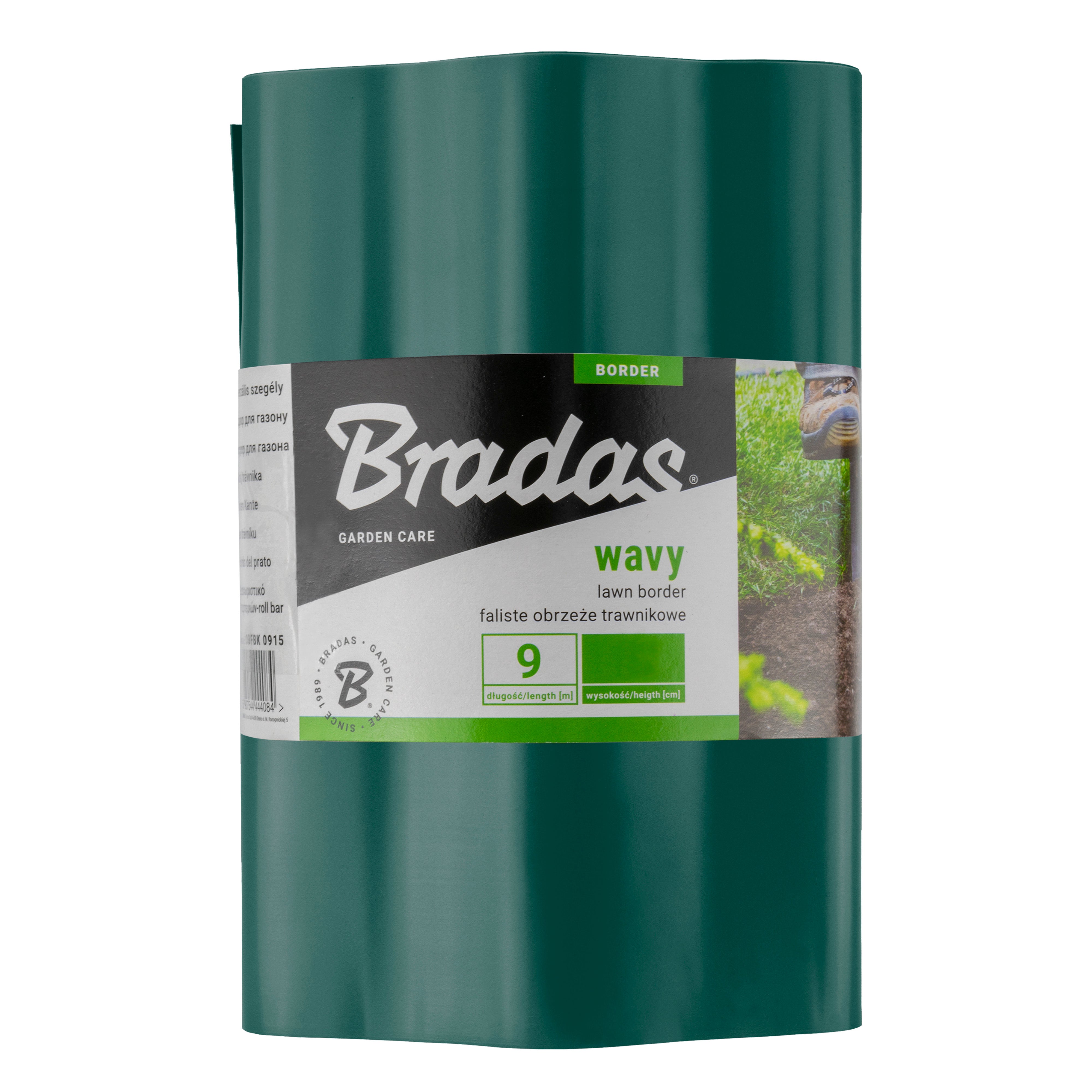 Wavy Plastic Garden Lawn Edging, H=25CM, L=9M, Green