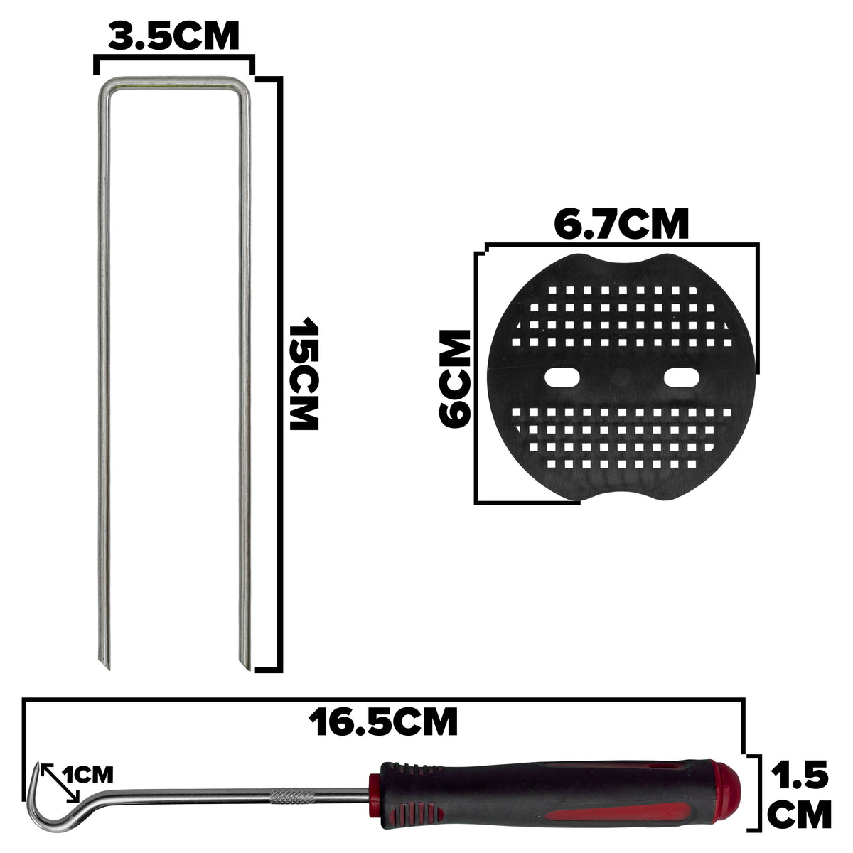 Weed Control Membrane Pegs Buffer Washer, 6"/150mm, Red