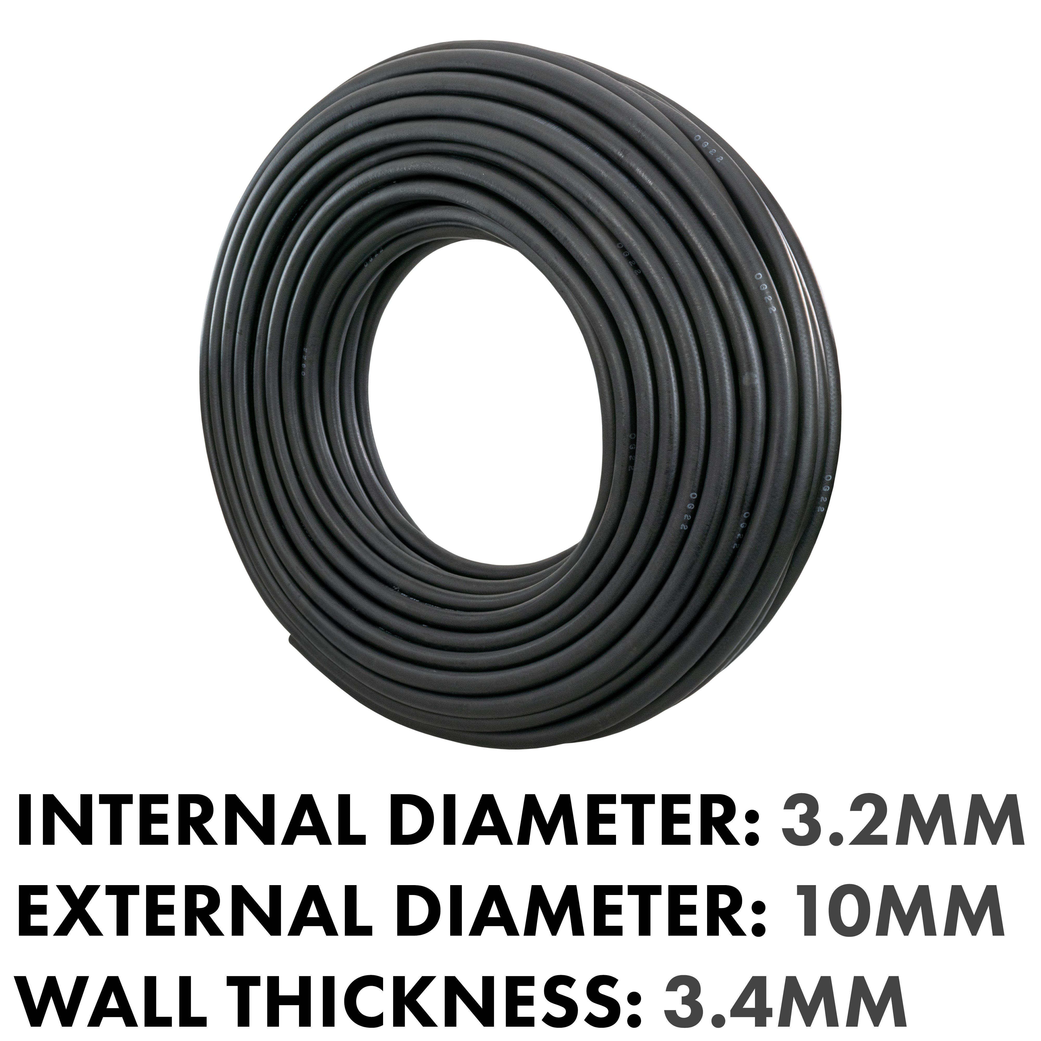 Rubber 3.2mm Braided Fuel, Oil Hose SAE J30 R6