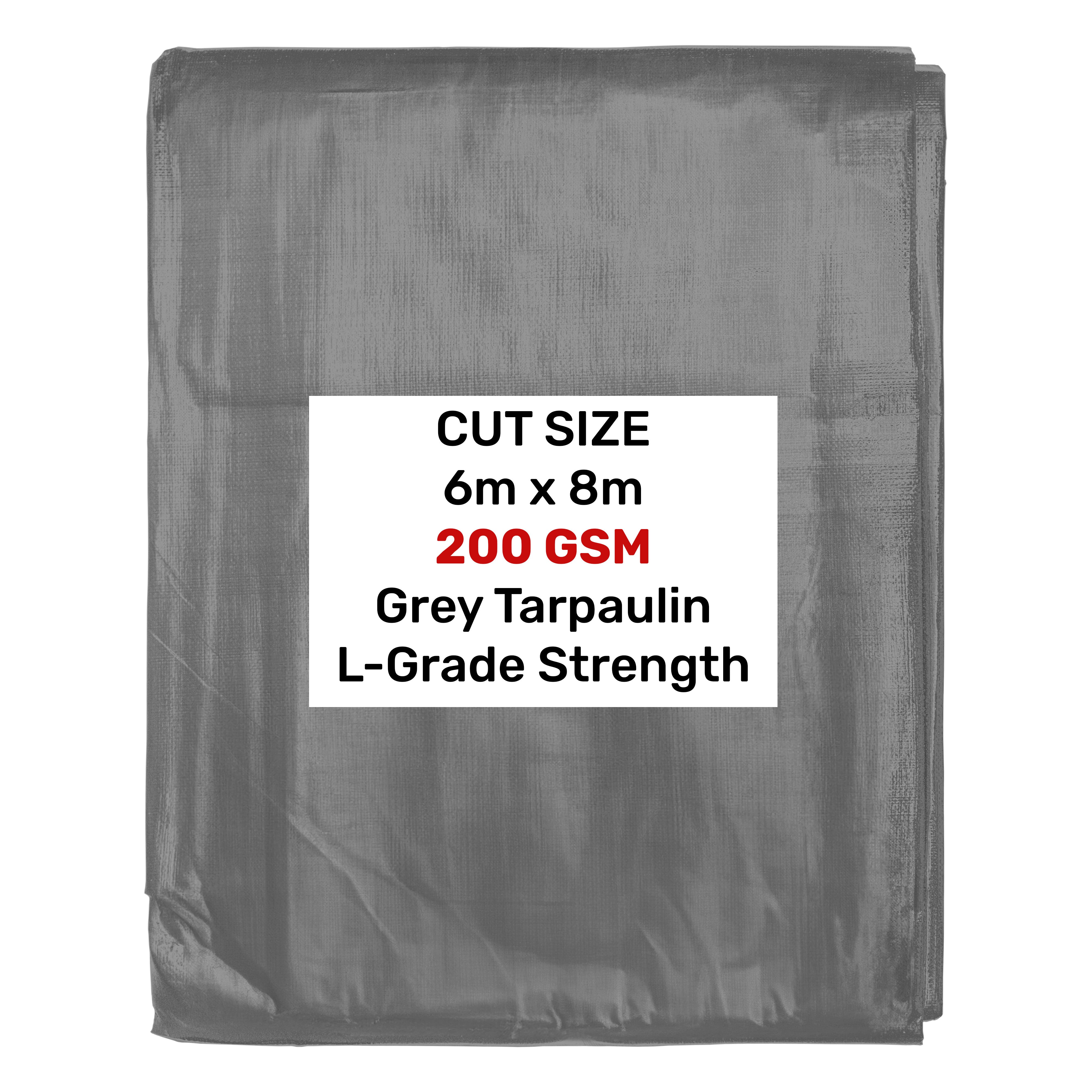 Grey L-Grade Tarpaulin 6m x 8m