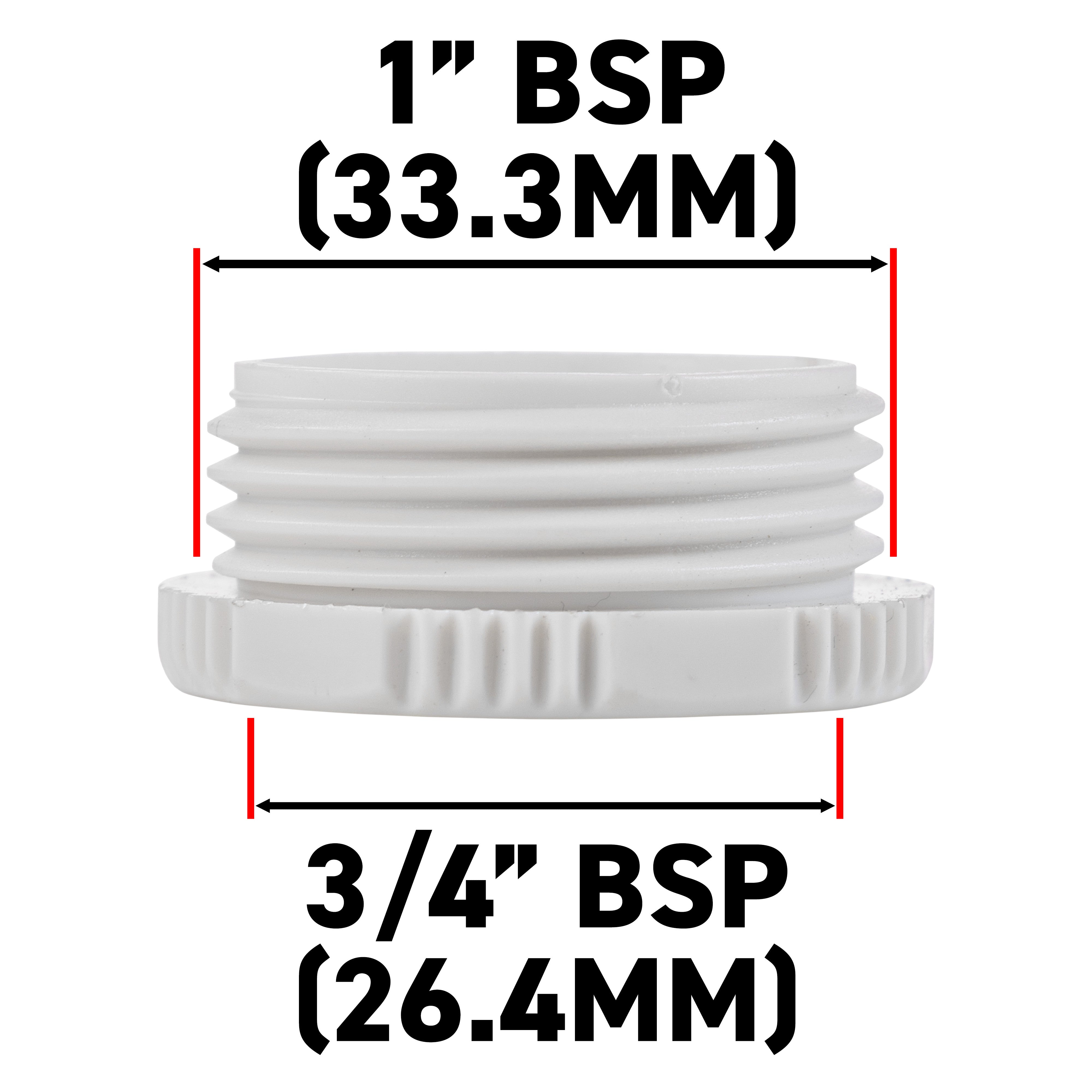 Female Tap Connector 1" or 3/4" BSP Female, Gray/White