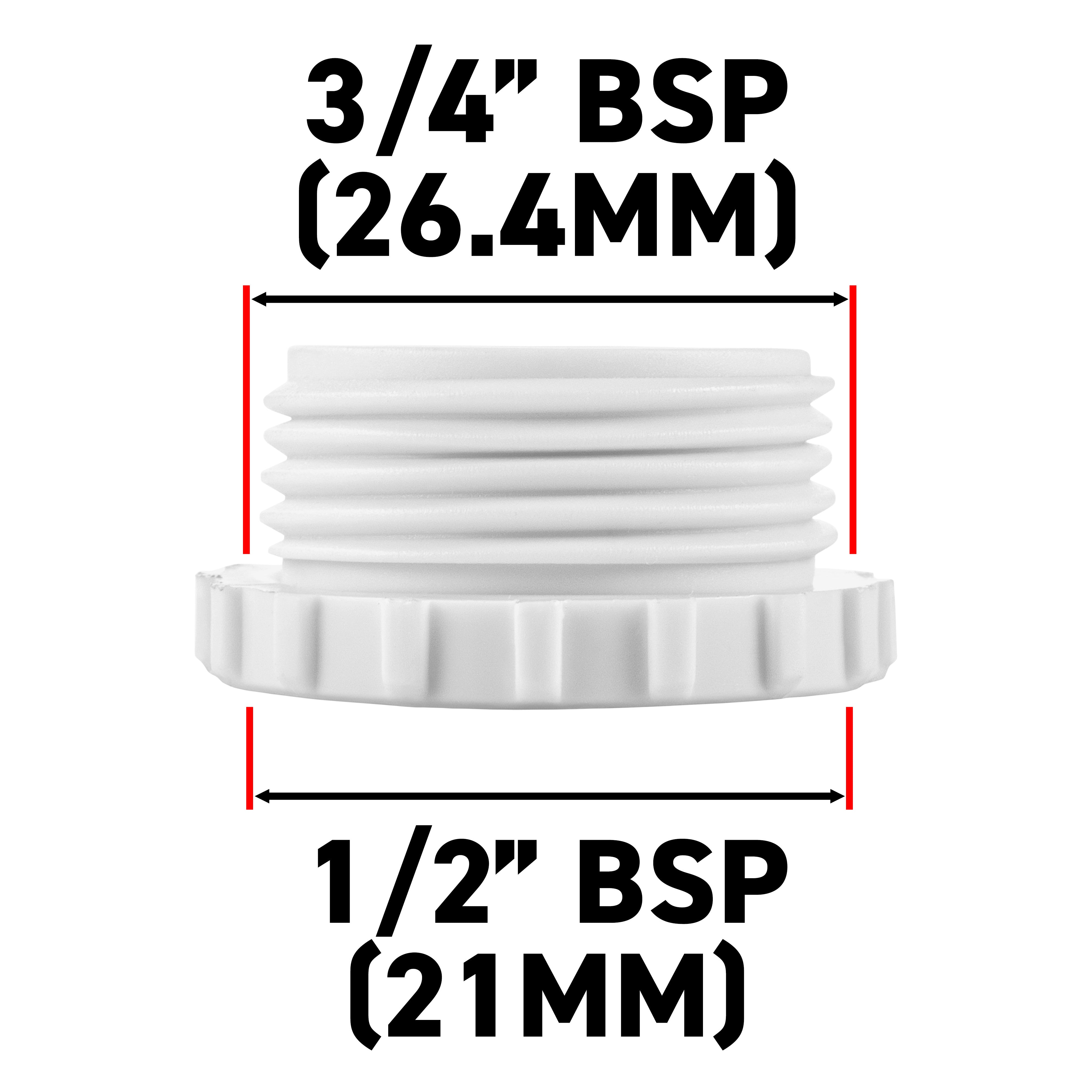 Female Tap Connector 3/4" or 1/2" BSP Female, Gray/White