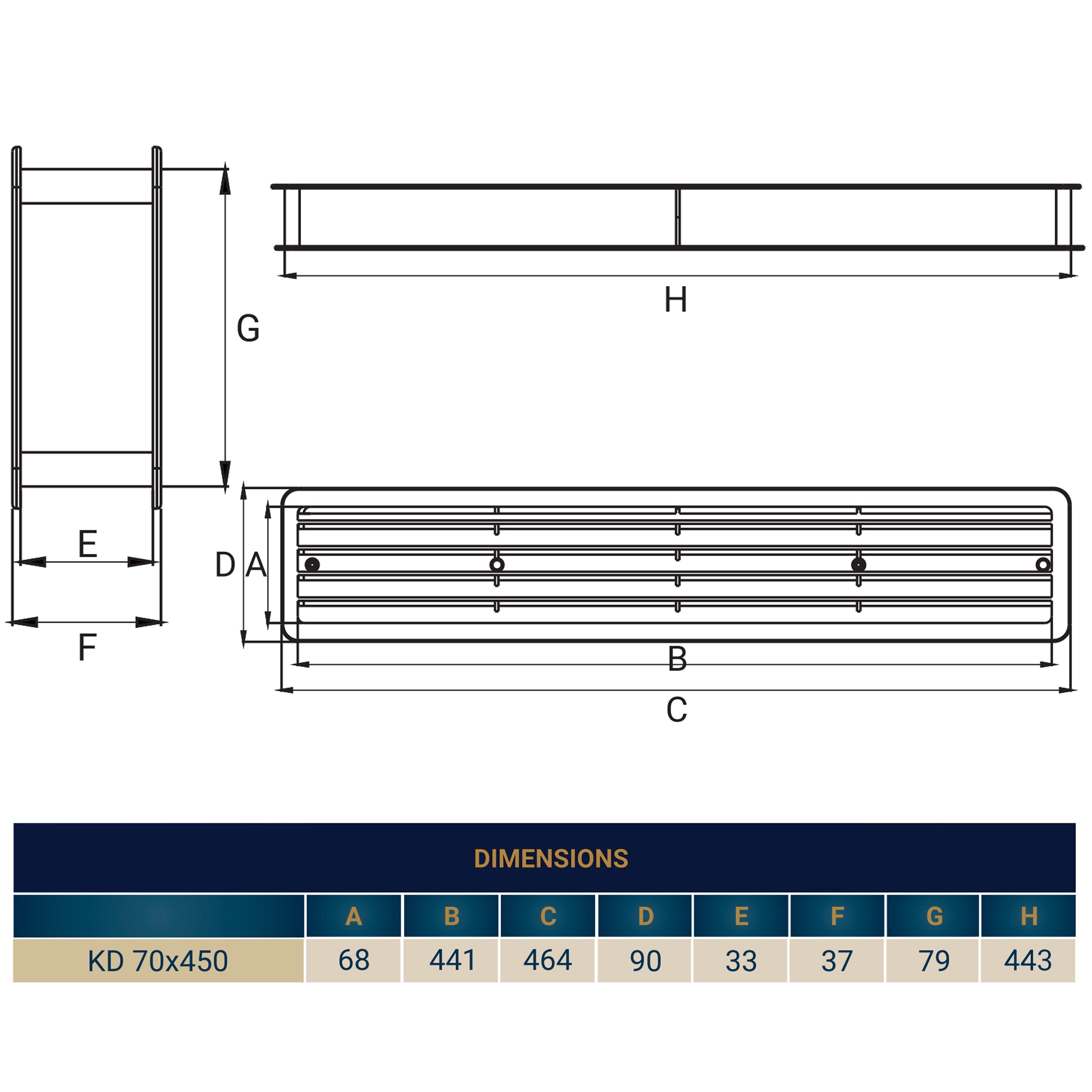 Door Louvre Vent KD 70mm—450mm