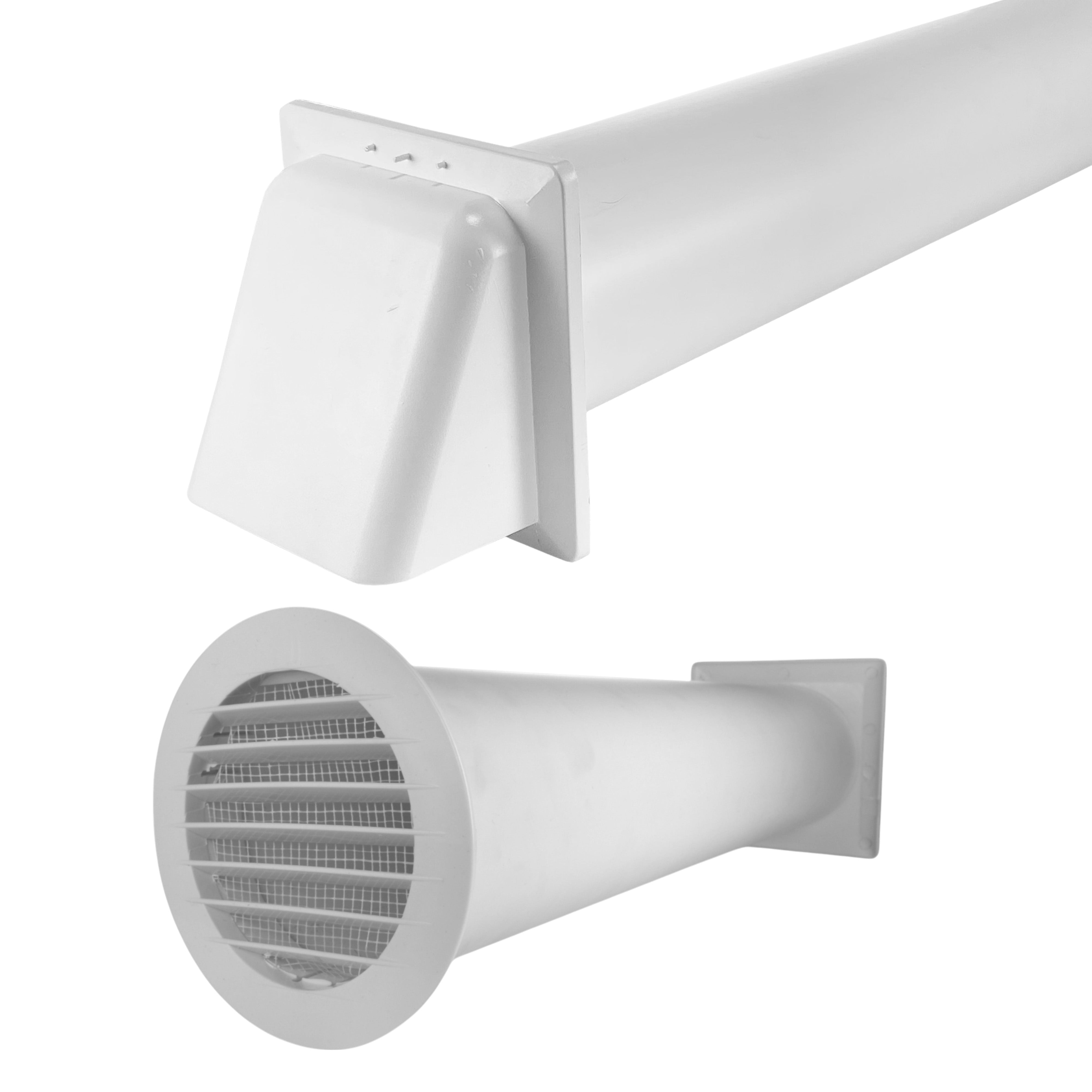 Through Wall Ventilation Kit Round Louvre Vent VC-KRO0184 with White External Vent