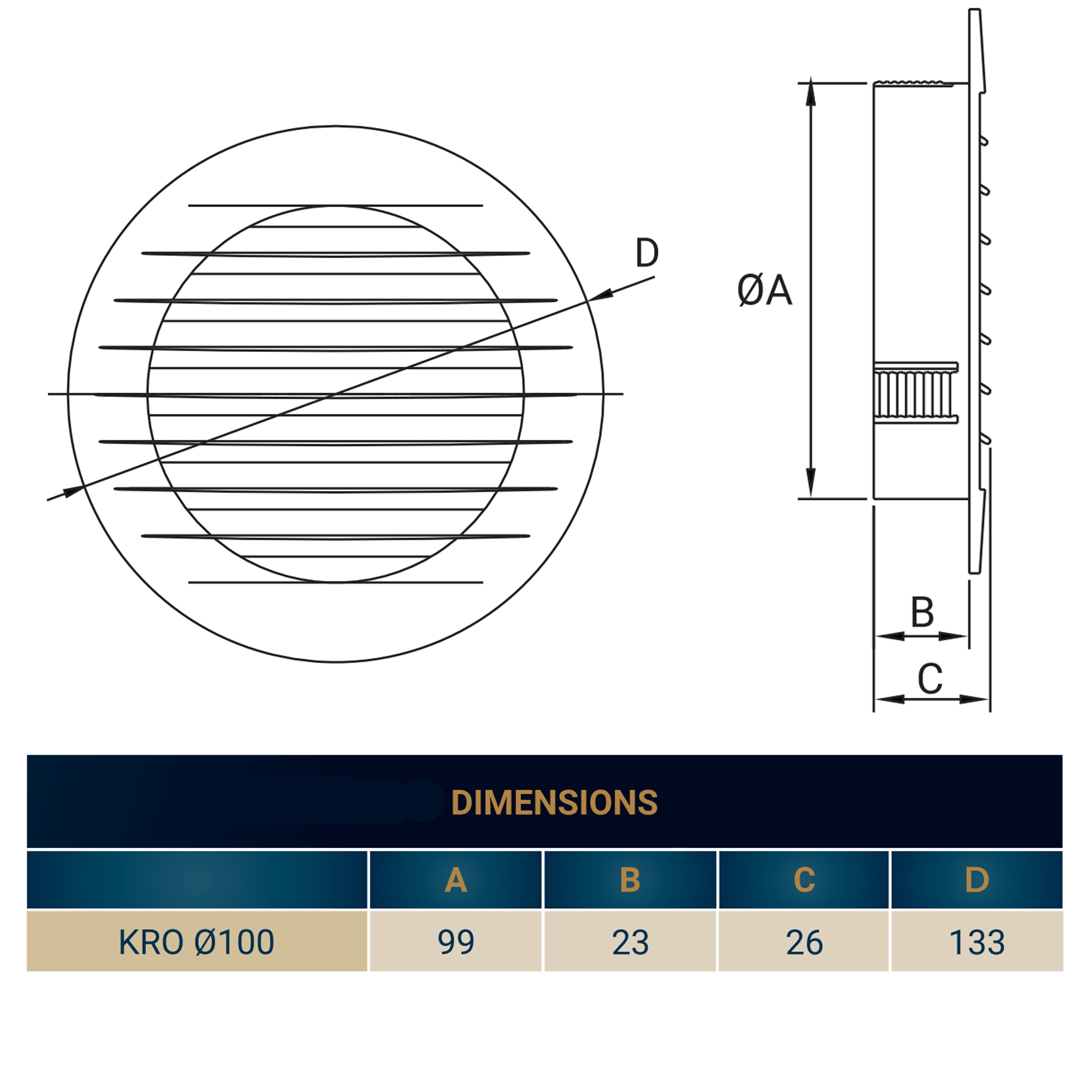 Louvre Vent KRO 100 With Fly Mesh