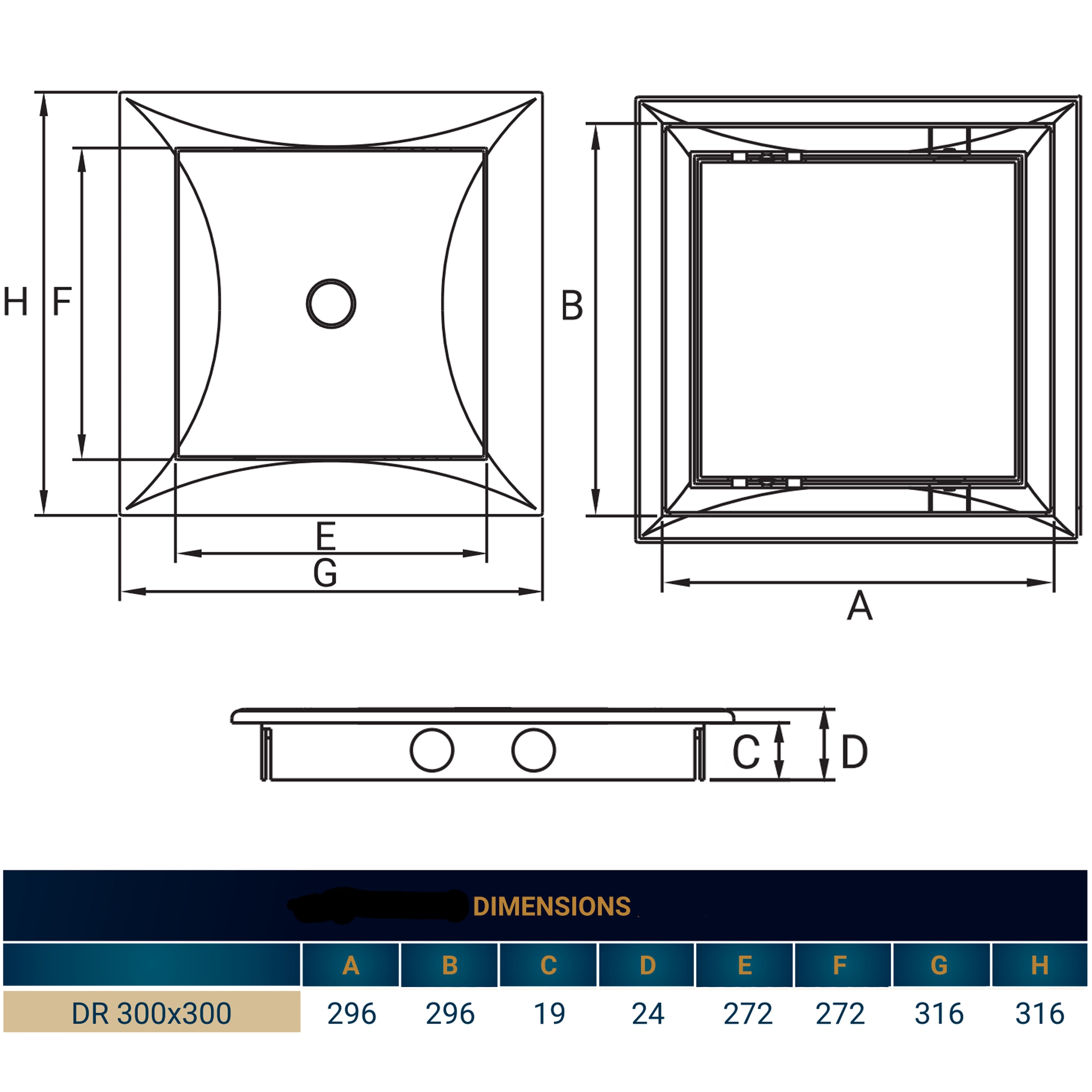 Access Panel Door PP, White 300mm x 300mm