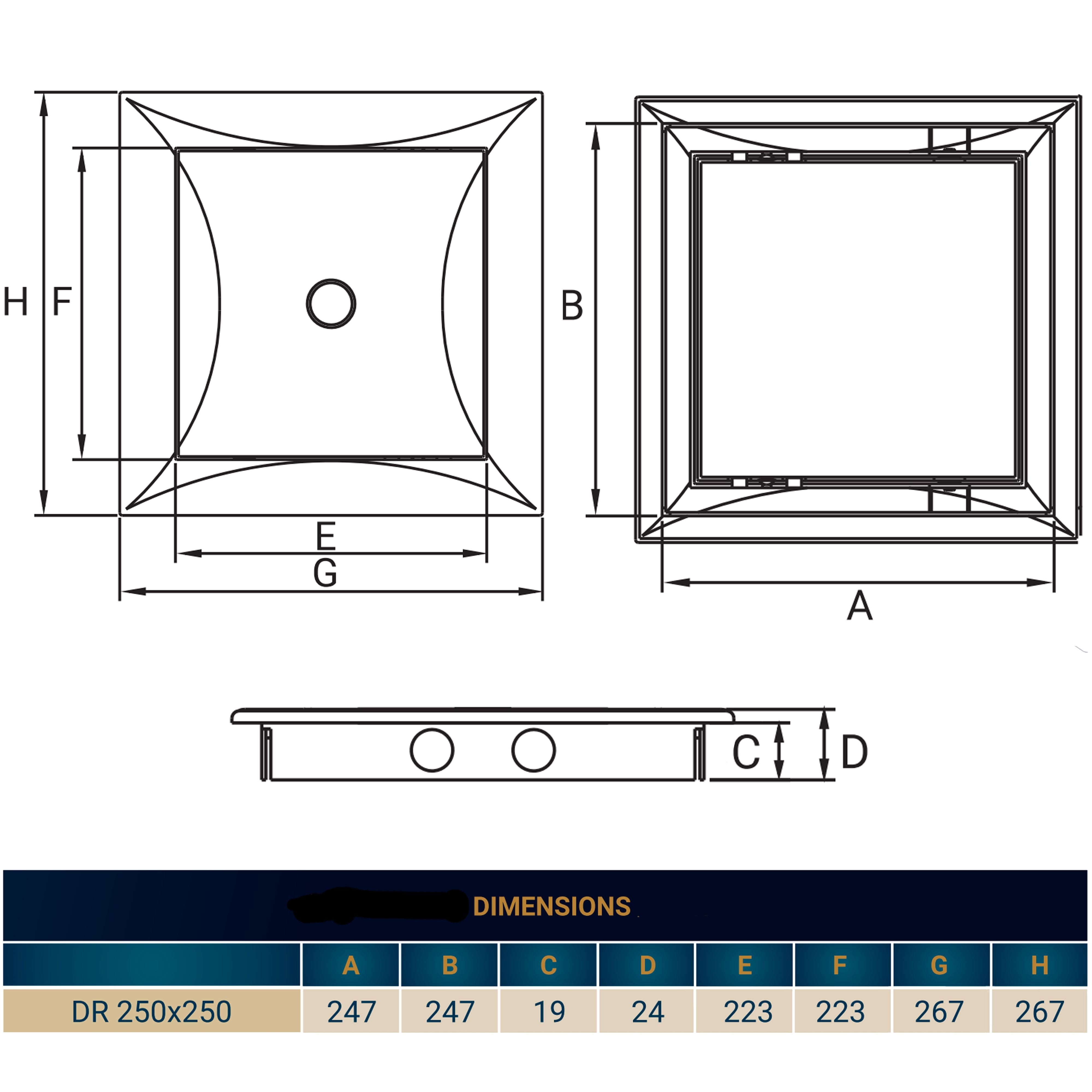 Access Panel Door PP, White 250mm x 250mm