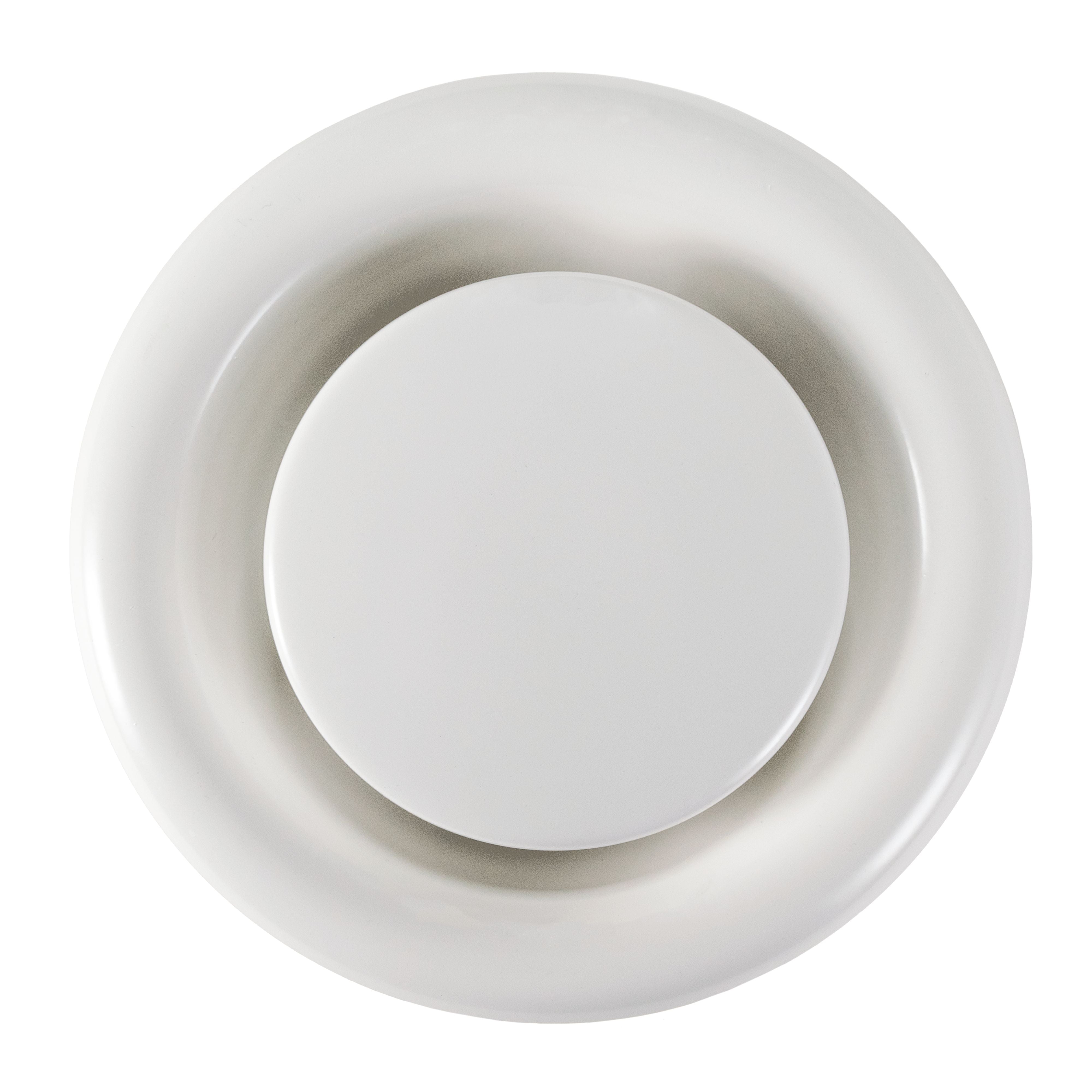 White Metal Extract Ceiling Valve 125mm - Anemostat EV