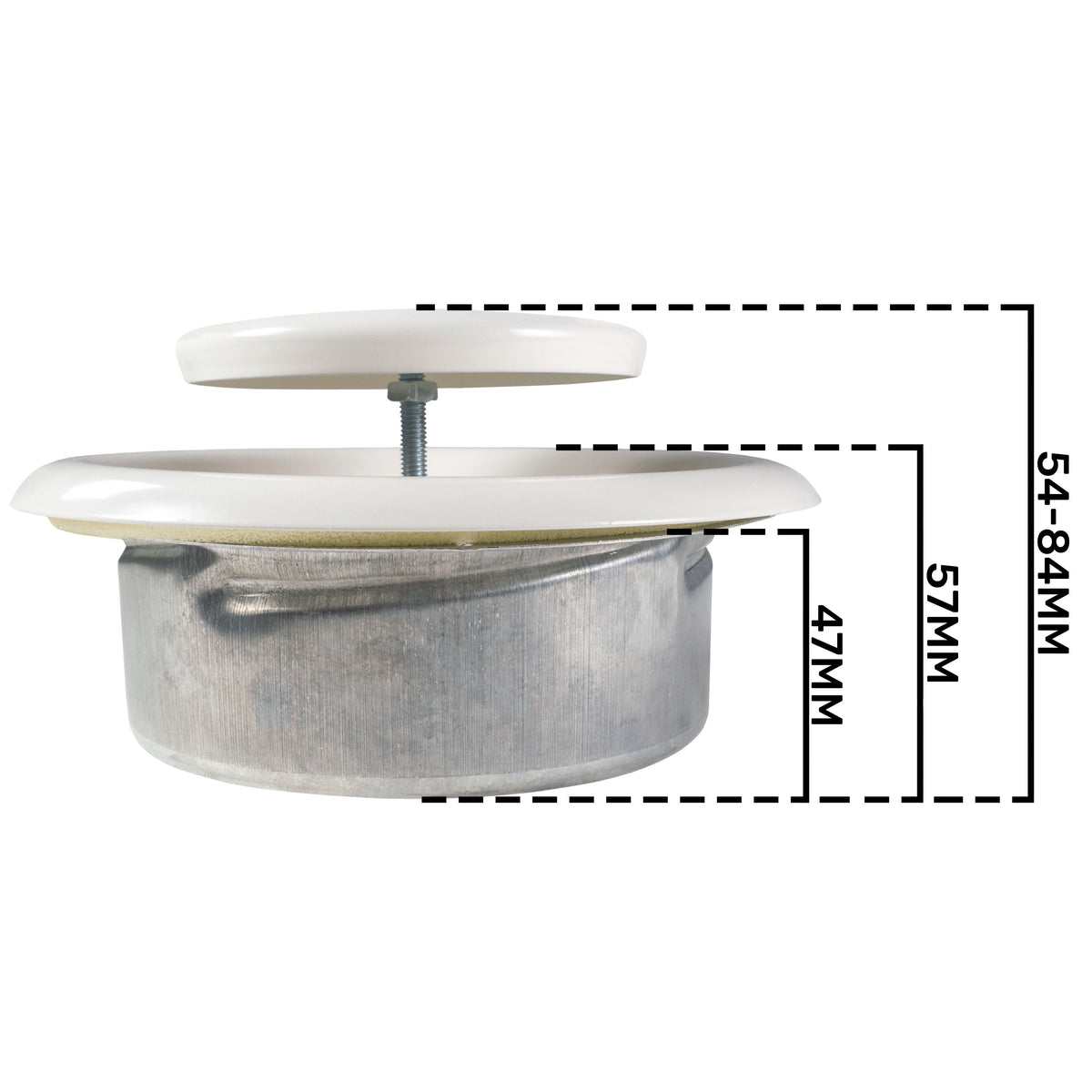 White Metal Extract Ceiling Valve 125mm - Anemostat EV