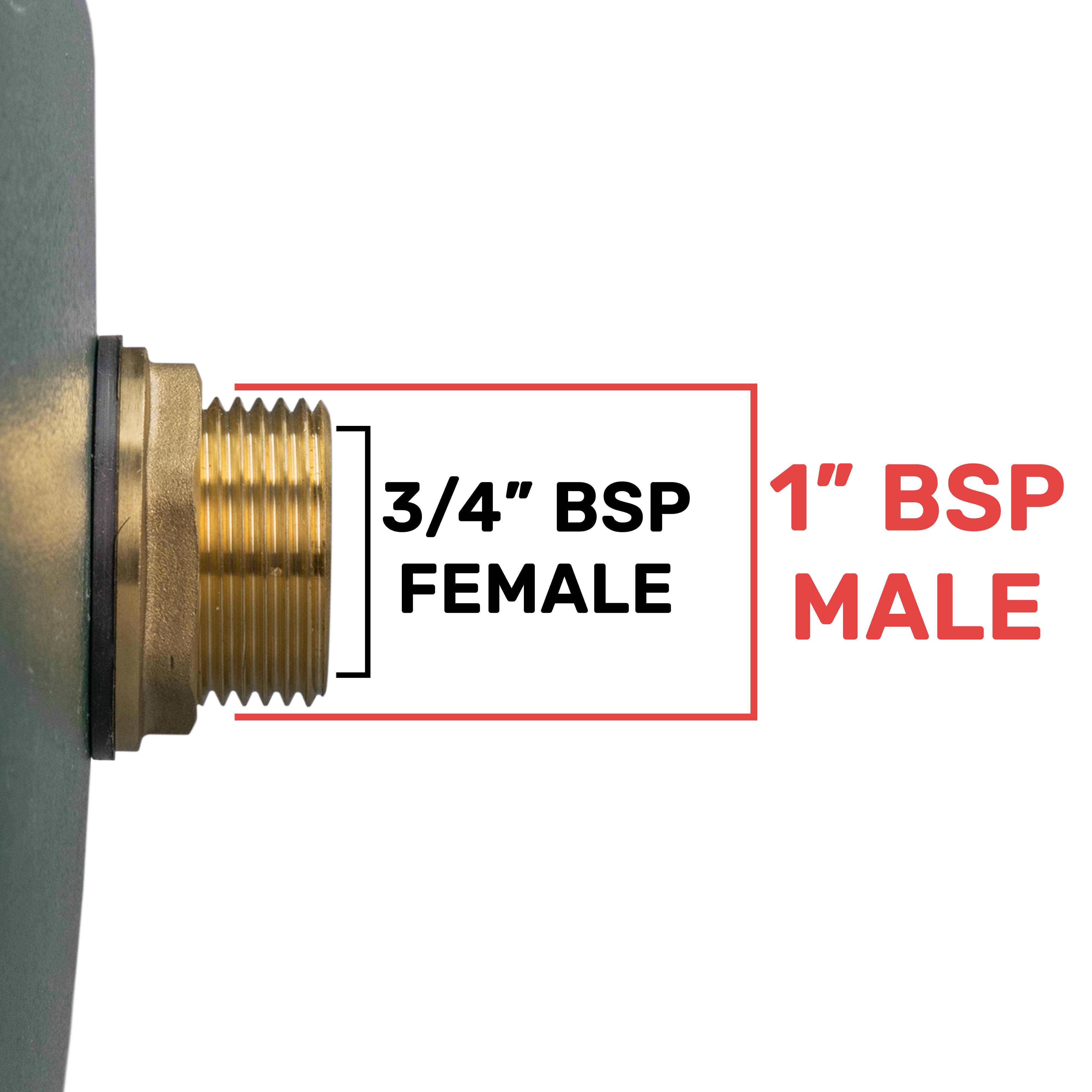 Water Butt Brass 1" BSP Male - 3/4" BSP Female