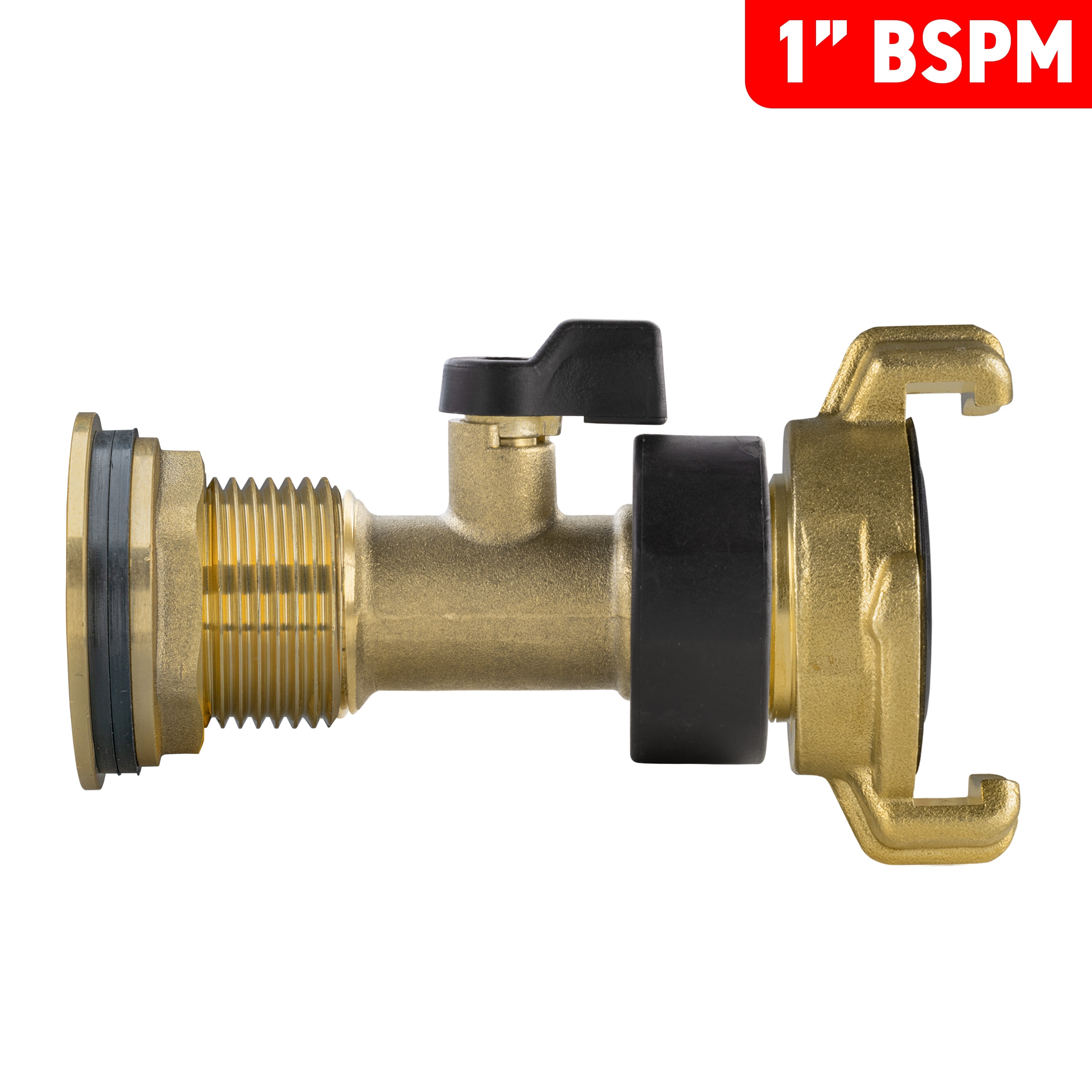 Water Butt Brass Kit 1" with Brass Valve + Geka and Drill Bit