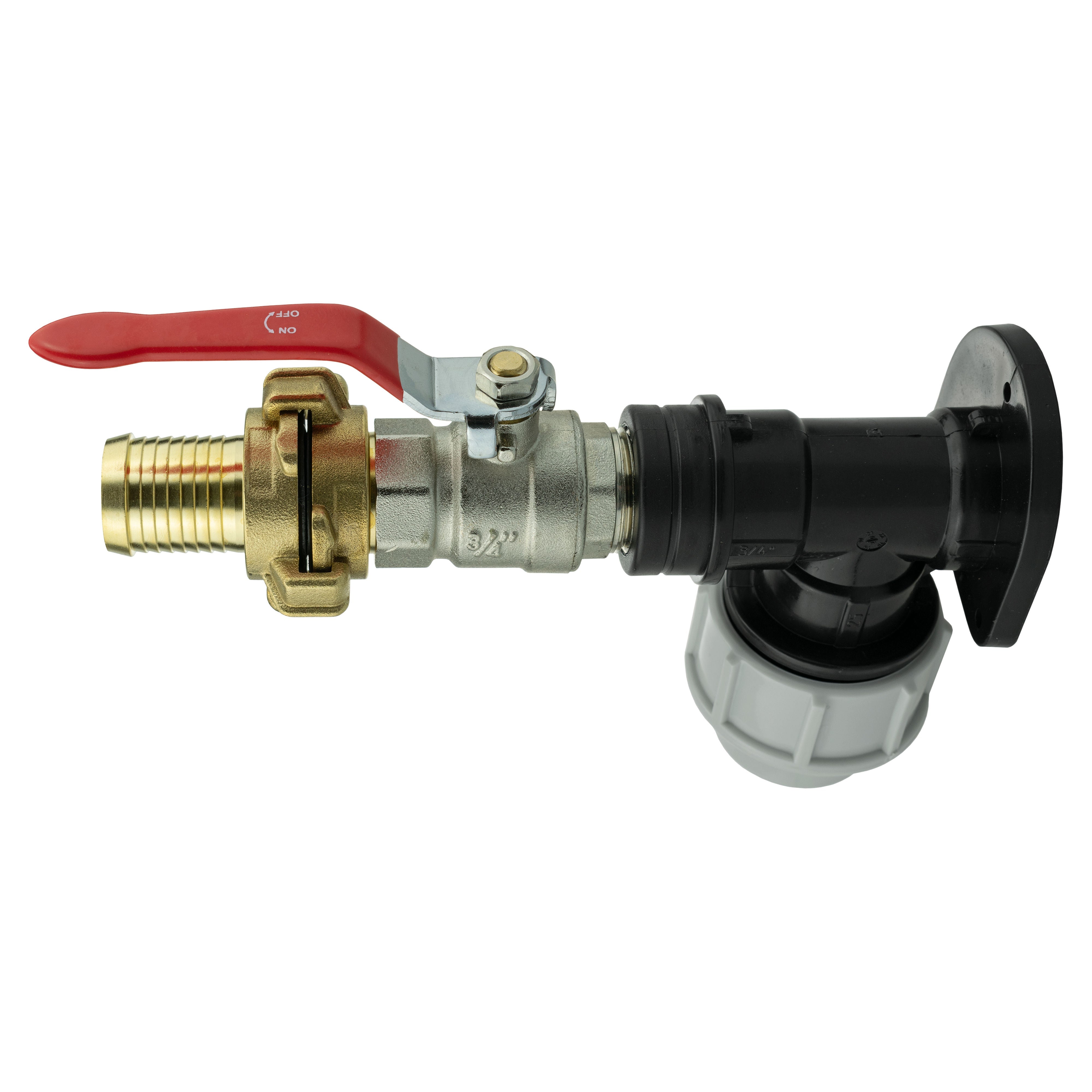 Wall Flange Kit 32mm MDPE + Lever Valve + 25mm Barbed Geka Set