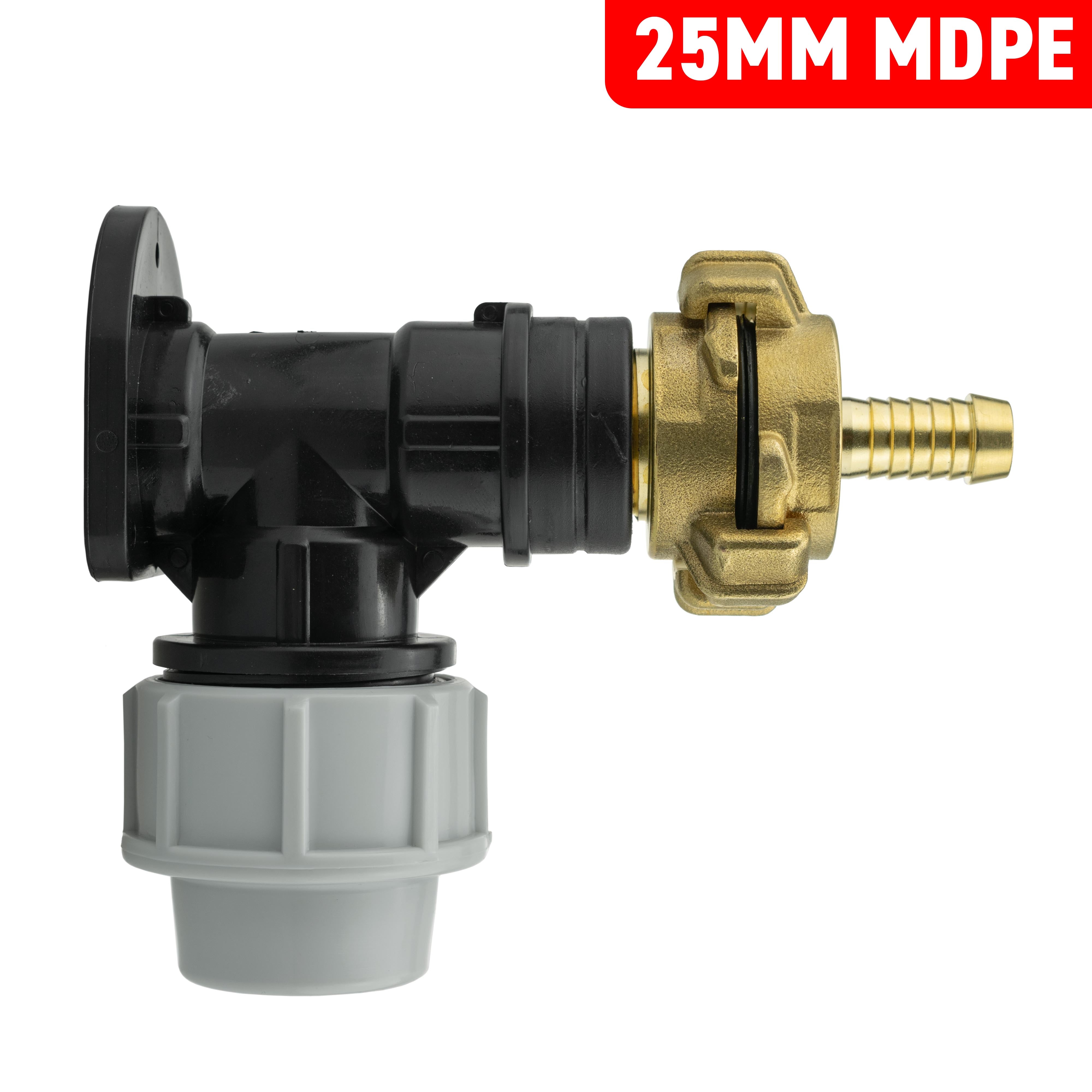 Wall Flange Kit 25mm MDPE + 13mm Barbed Geka Set