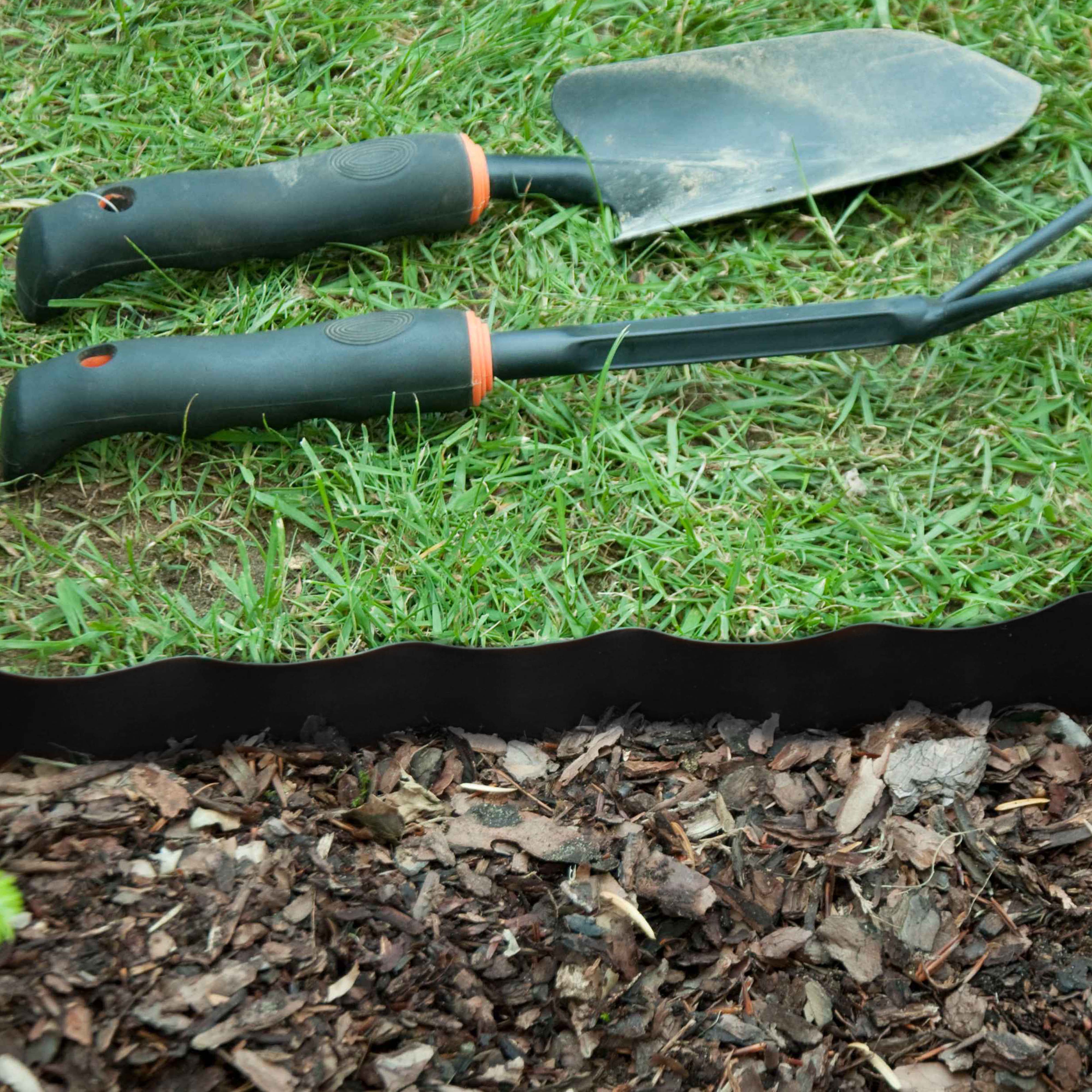 Wavy Plastic Garden Lawn Edging, H=25CM, L=9M, Black