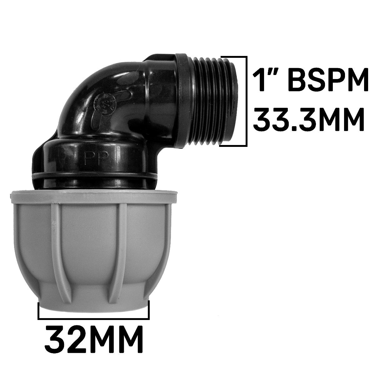 IBC 2” S60X6 Cap with 32mm MDPE Elbow