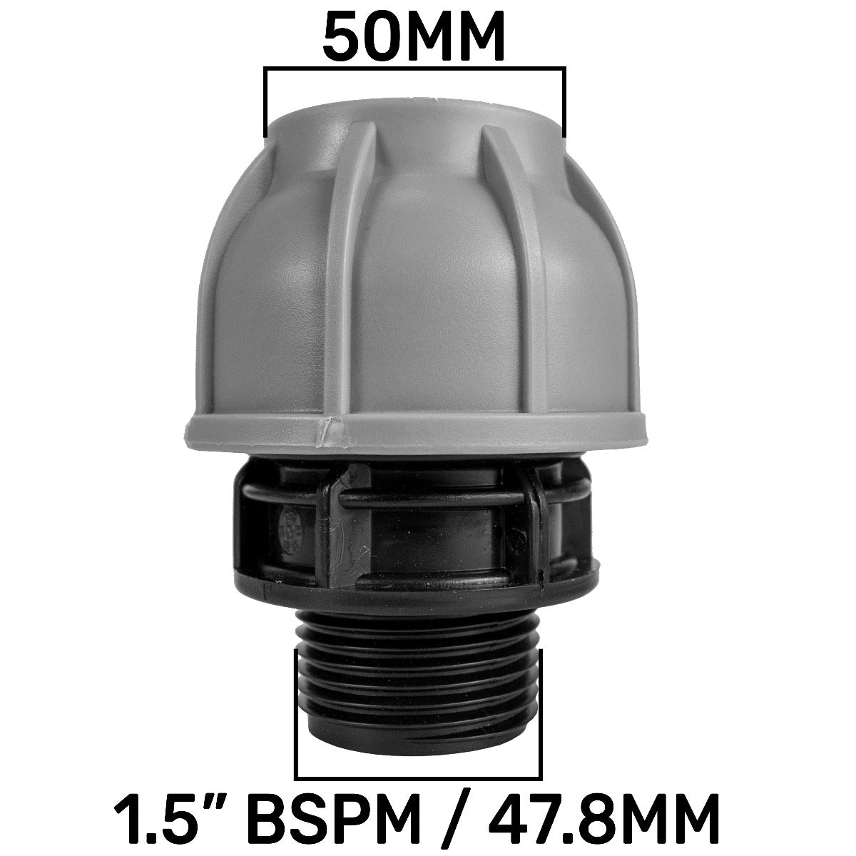 MDPE Straight Joiner 50mm - 1.5" BSPM