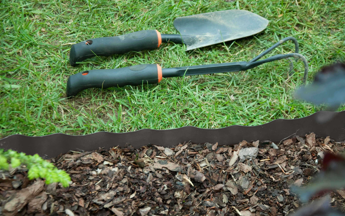 Wavy Plastic Garden Lawn Edging, H=25CM, L=9M, Gray