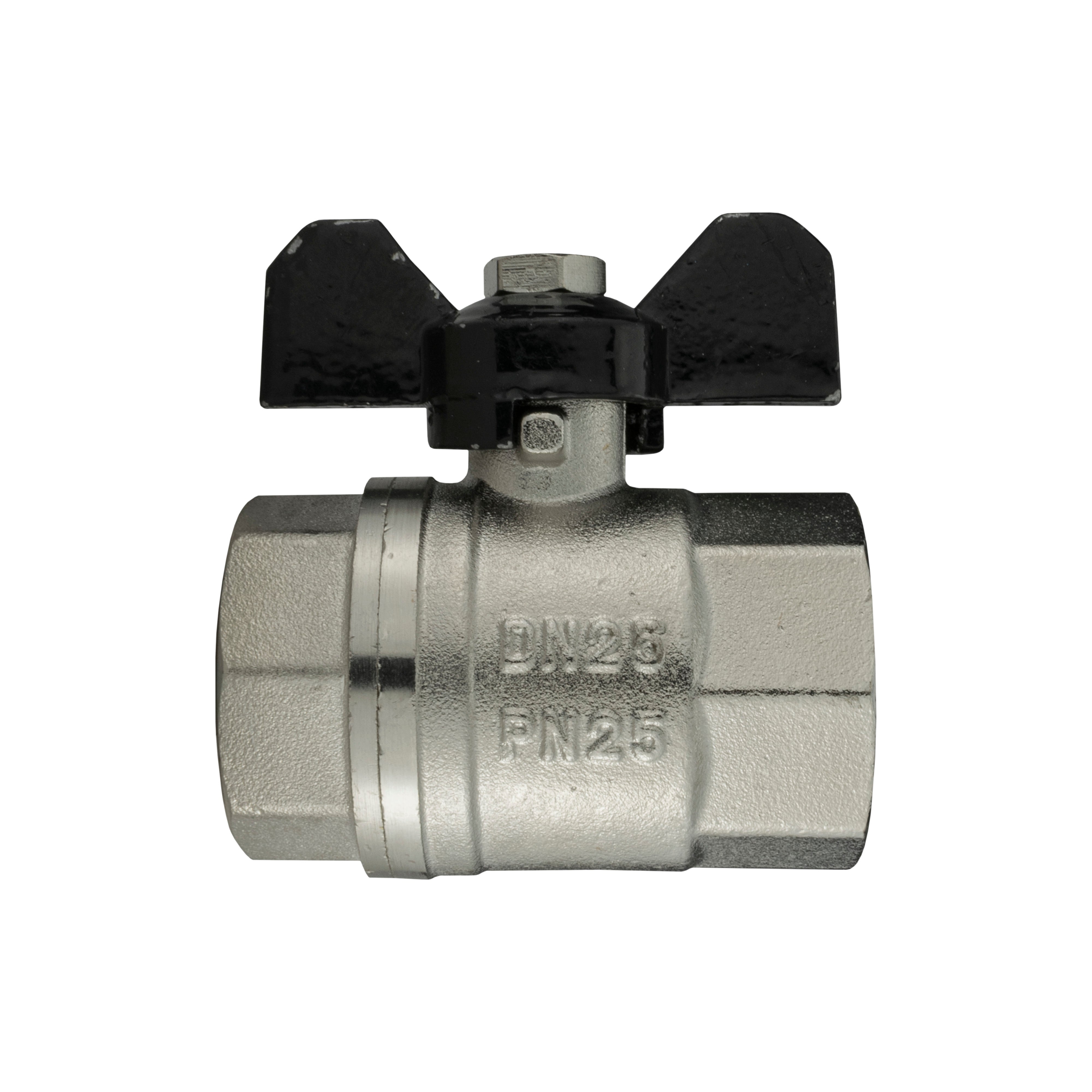 Brass Nickel-Plated Butterfly Valve 1" BSPF