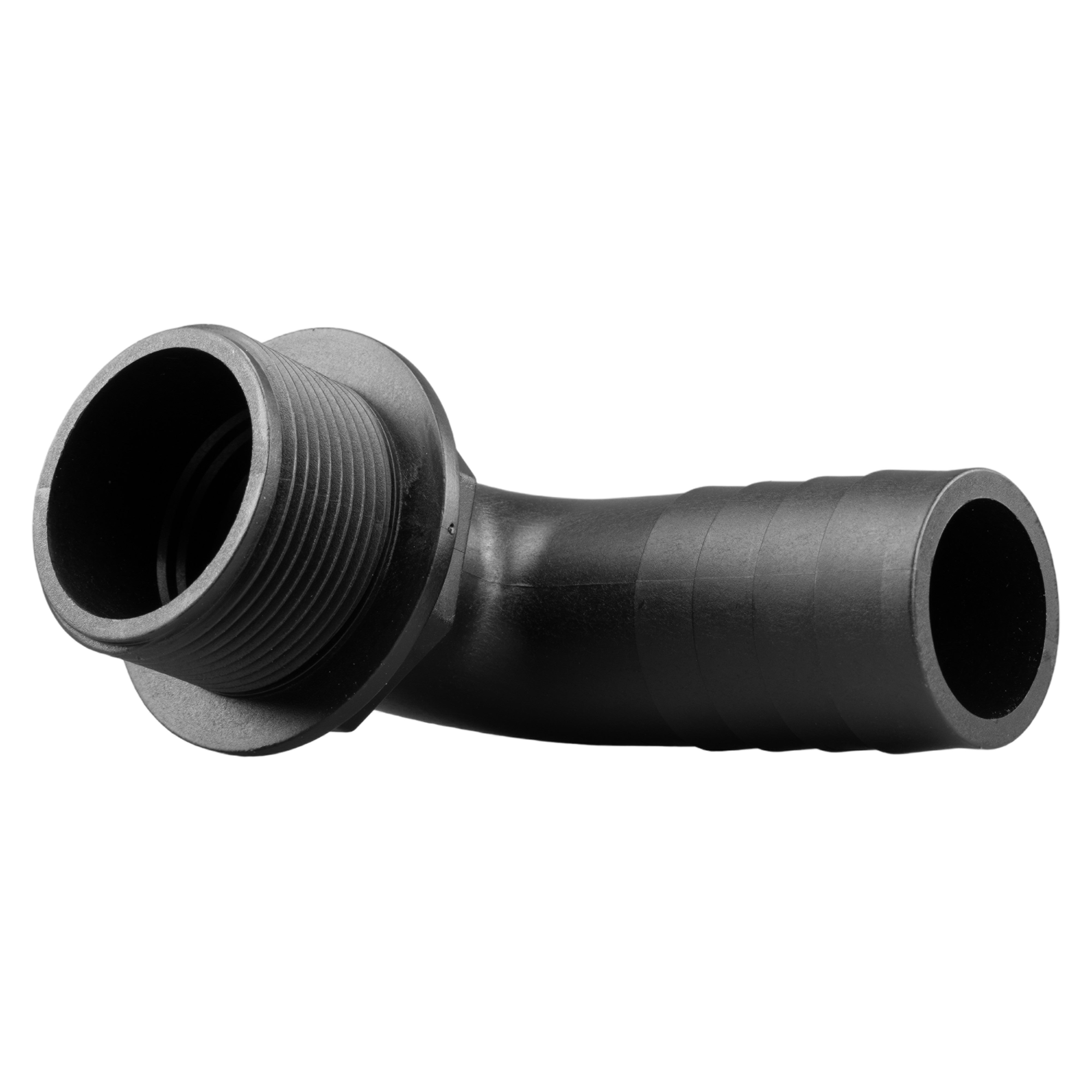Tank Connector 90 Degree With Washer & Nut 1.5"BSPM - 1.5" Barb