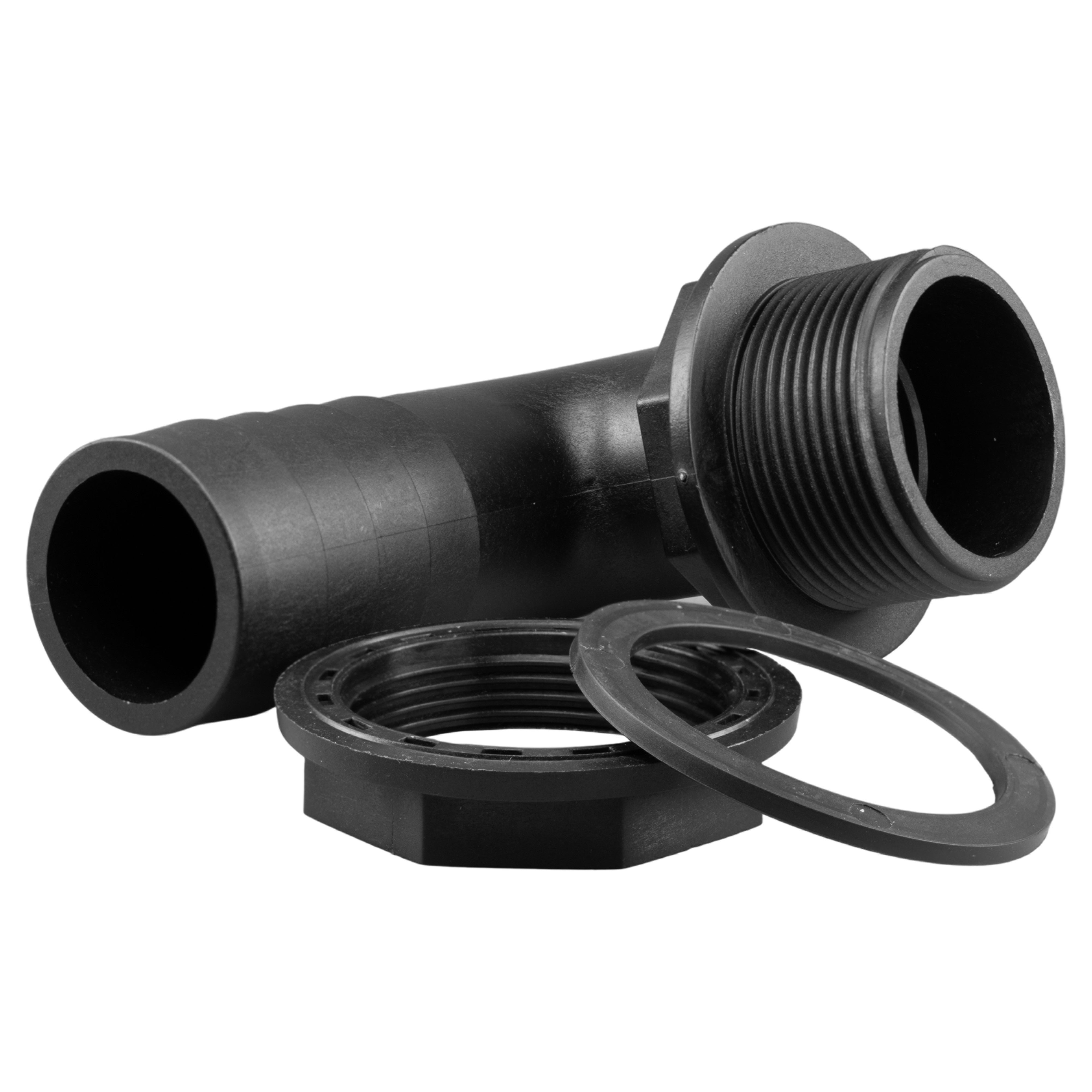 Tank Connector 90 Degree with Washer & Nut 2"BSPM - 2" Barb