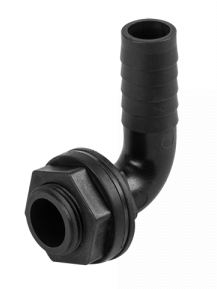 Tank Connector 90 Degree With Washer & Nut 1"BSPM - 1" Barb