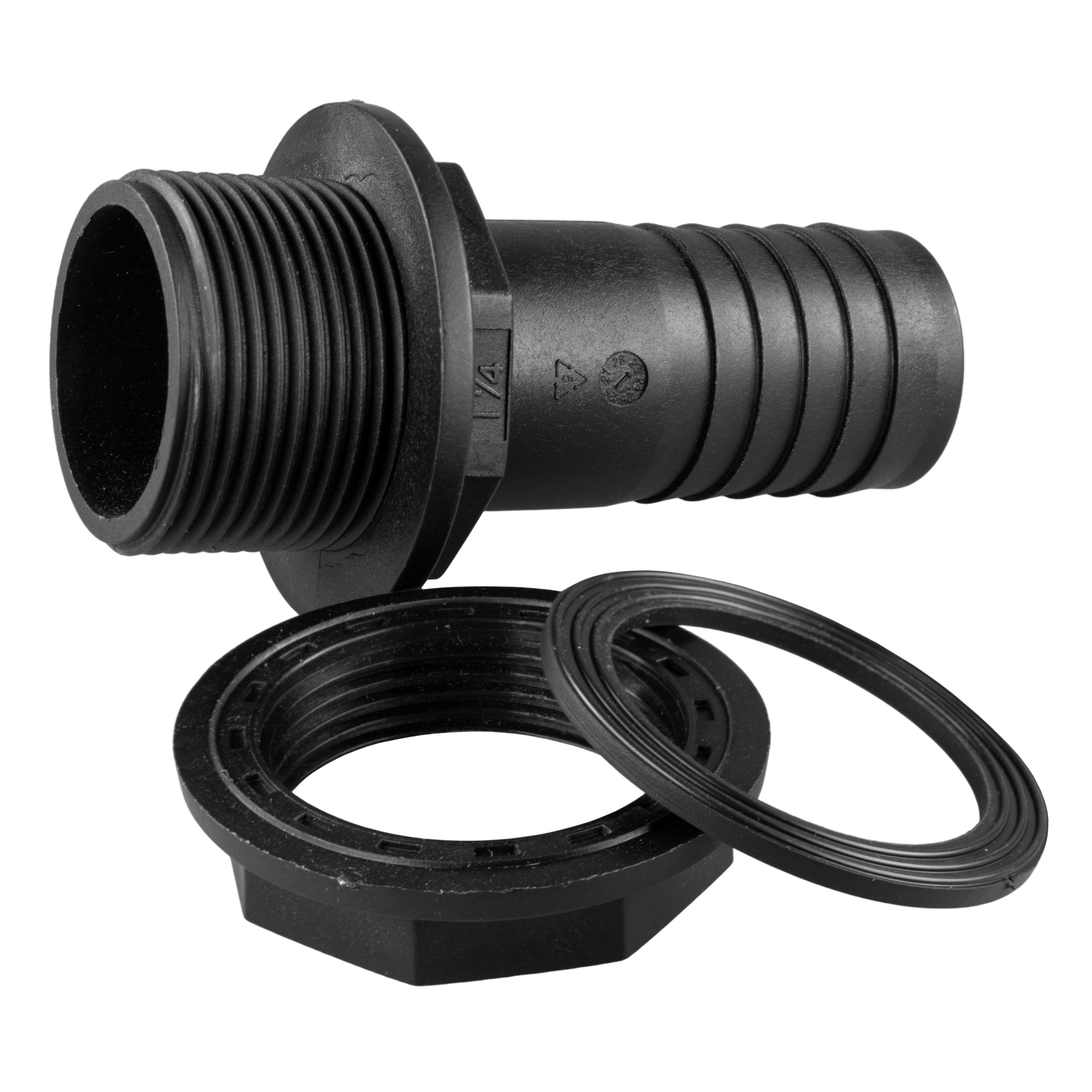 Tank Connector with Washer & Nut 1.25" BSPM - 1.25" Barb