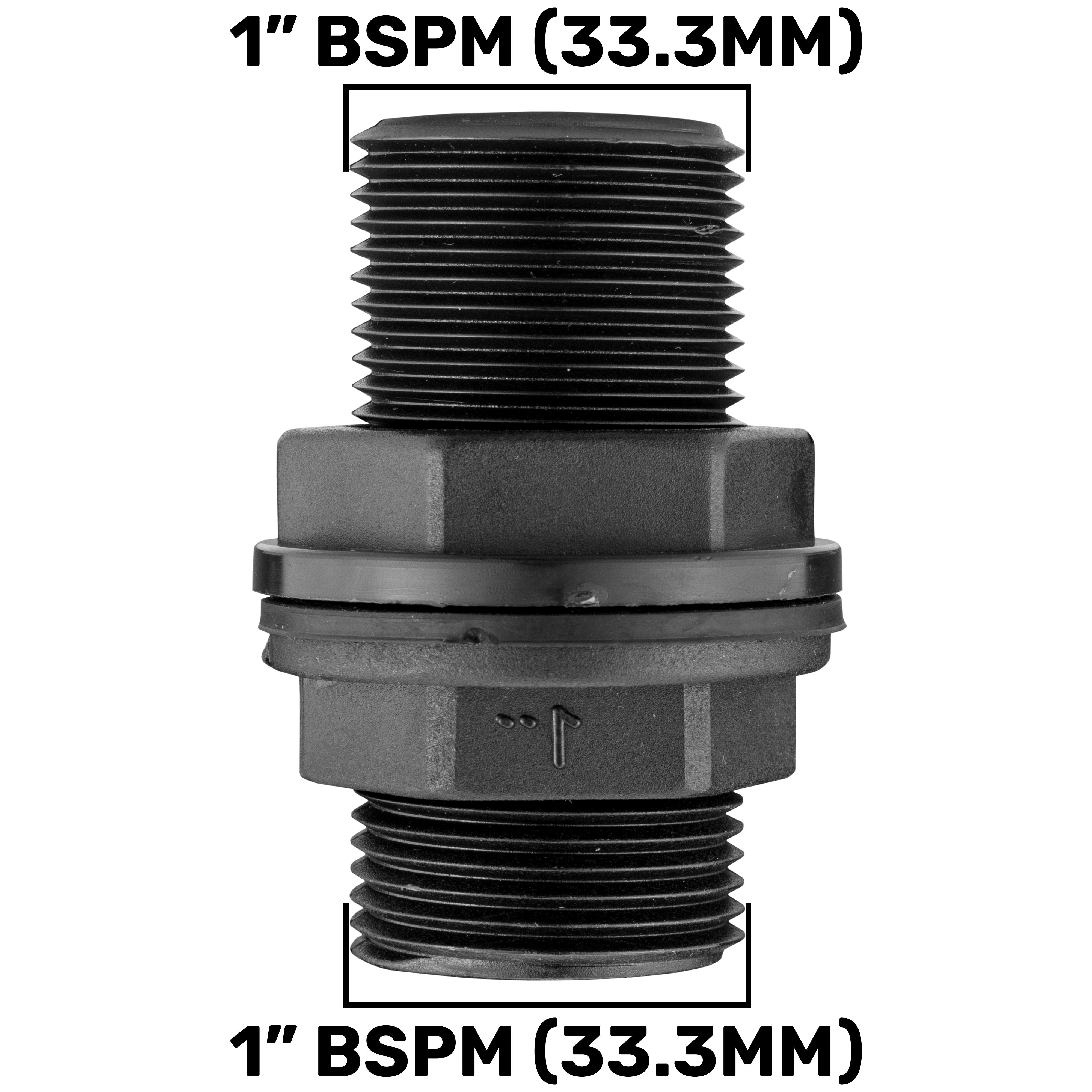 1” BSP Water Butt Fitting with 20mm MDPE Straight