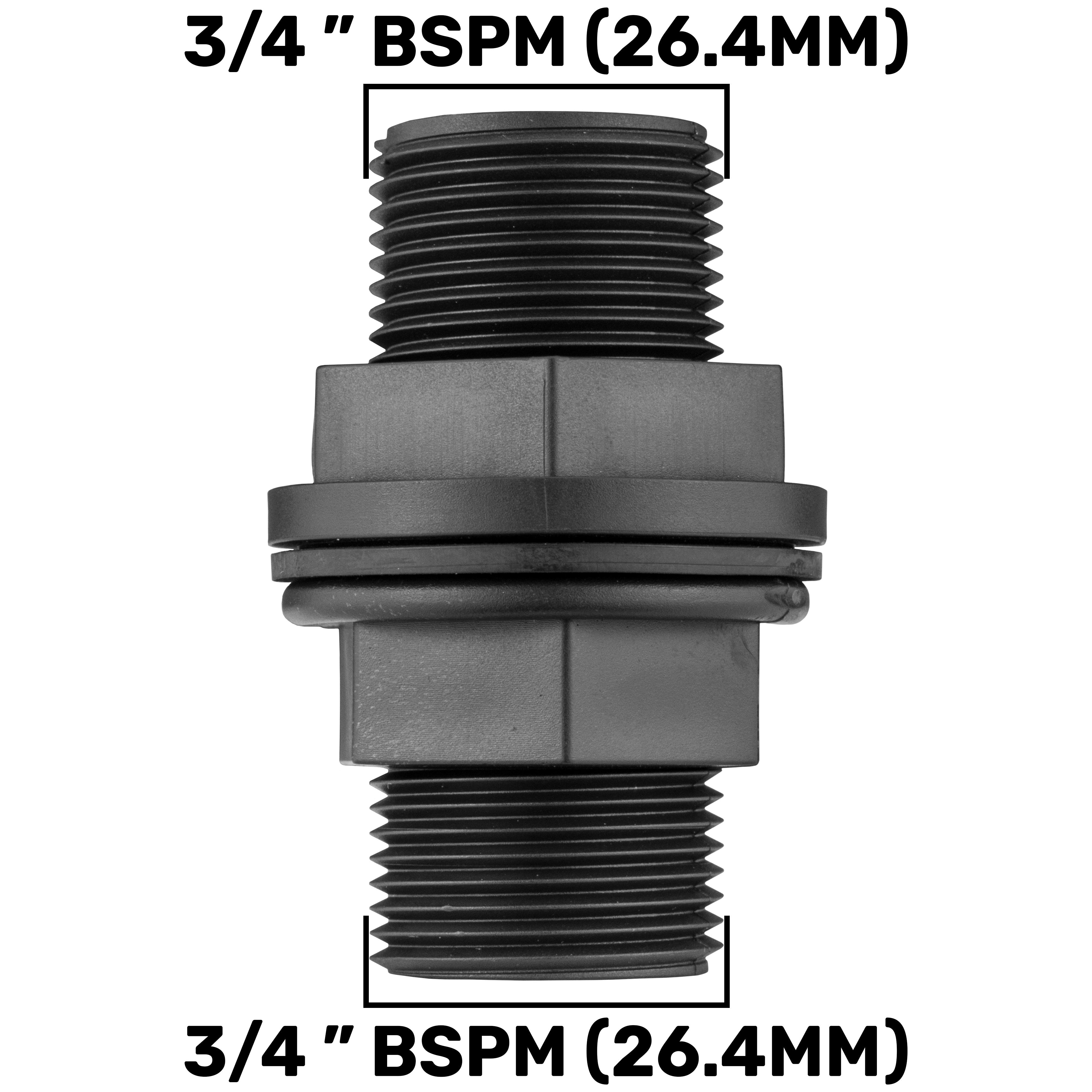 ¾” BSP Water Butt Fitting with Full Flow PP Valve and 32mm MDPE Fitting