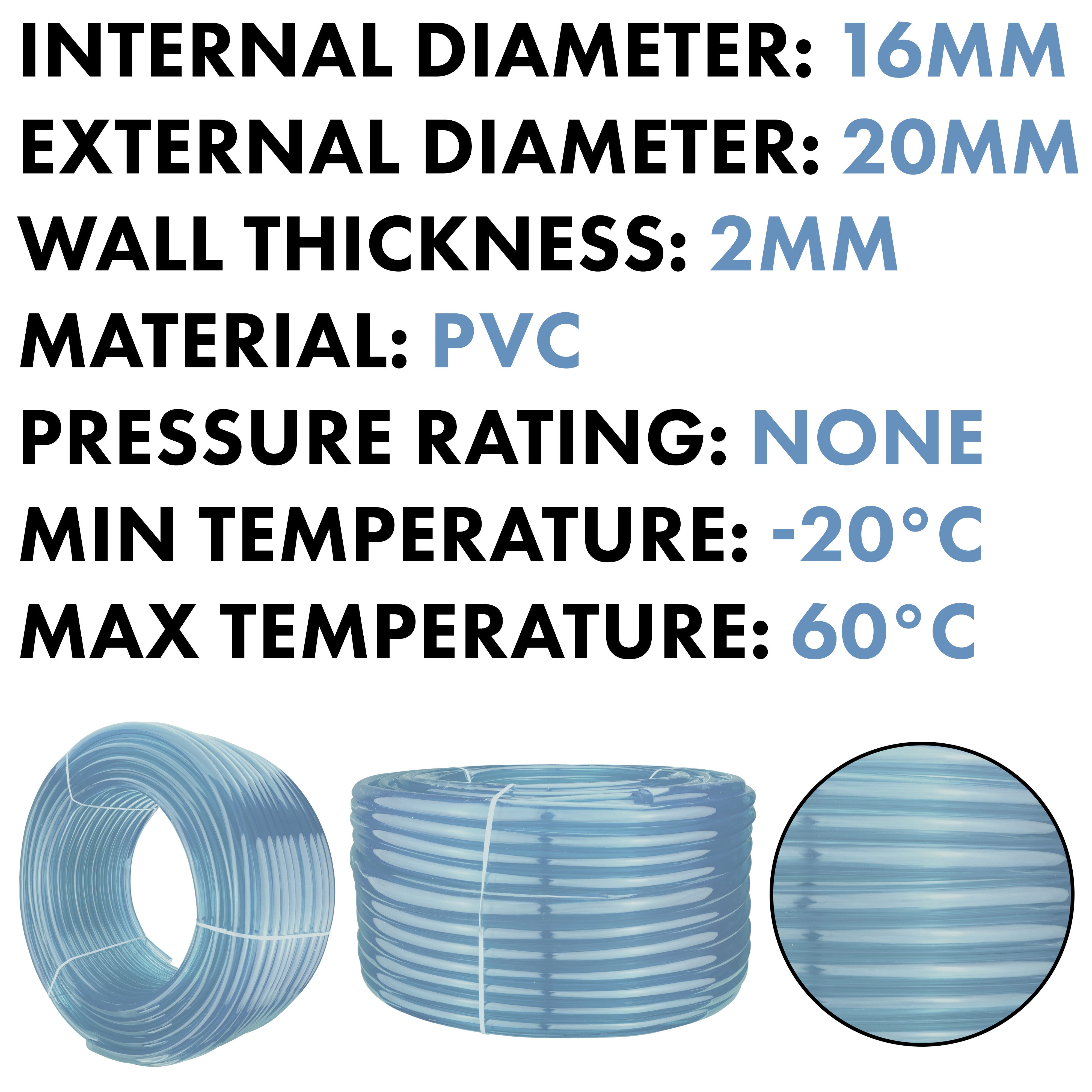 Clear PVC Pipe 16mm*20mm