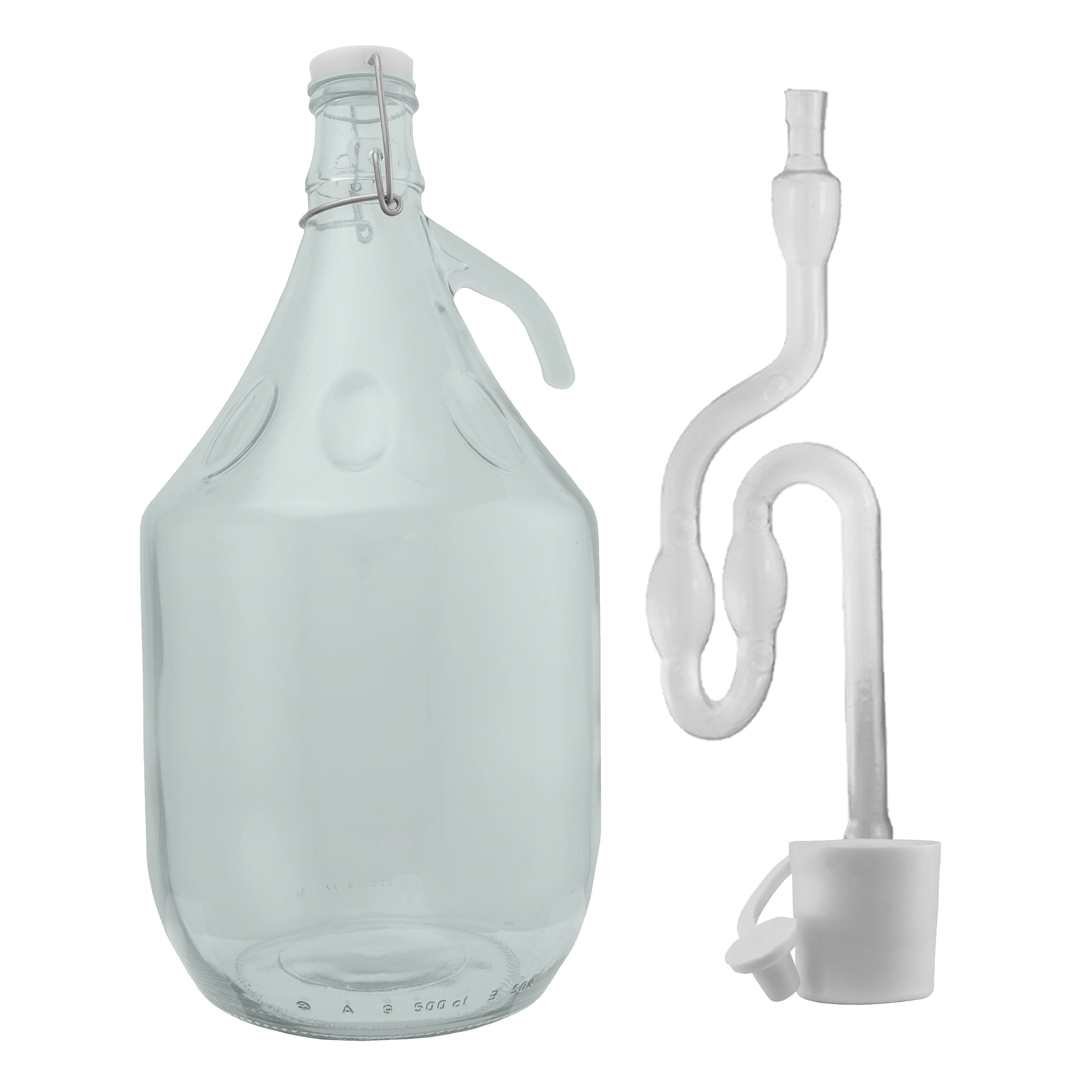 Glass Demijohn 5L 4 Pack Swing Top Cap, Airlock, Bung & Tube