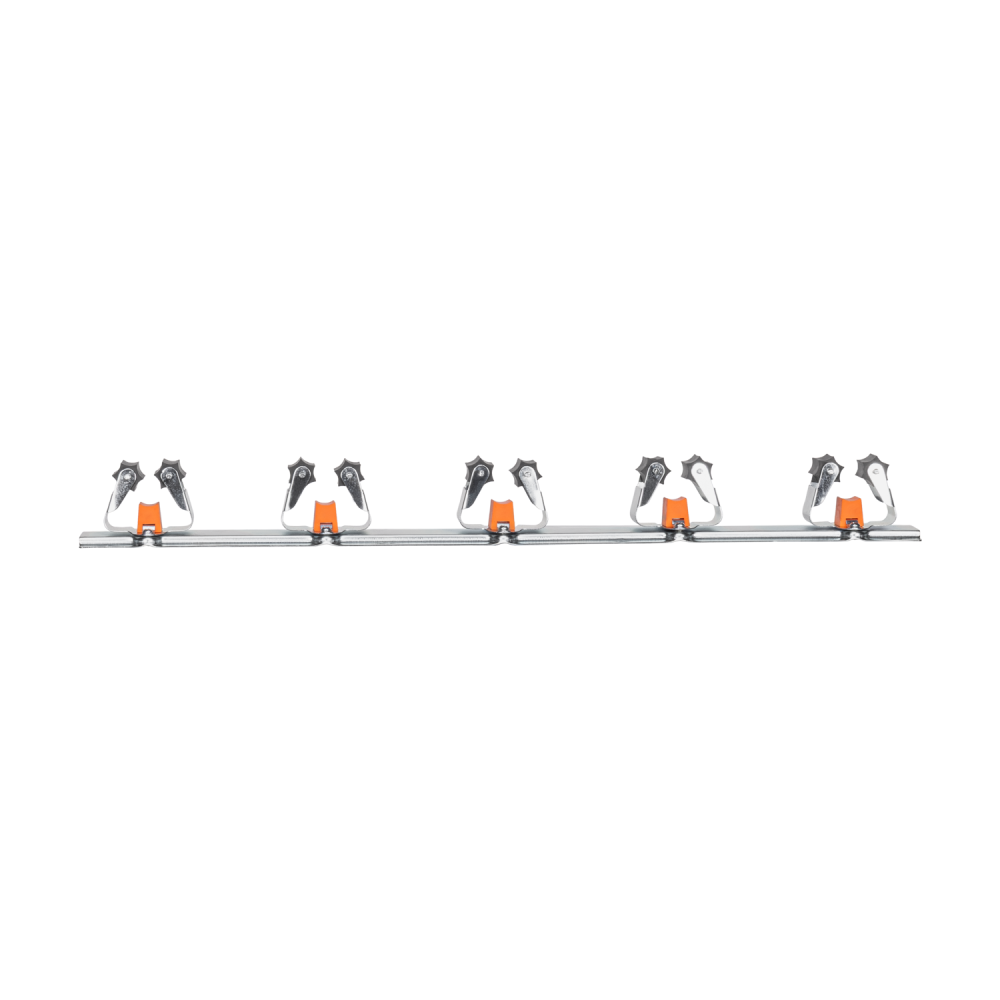 Wall Mount Tool Holder Rail - Roller Grip Design (5 Handles)