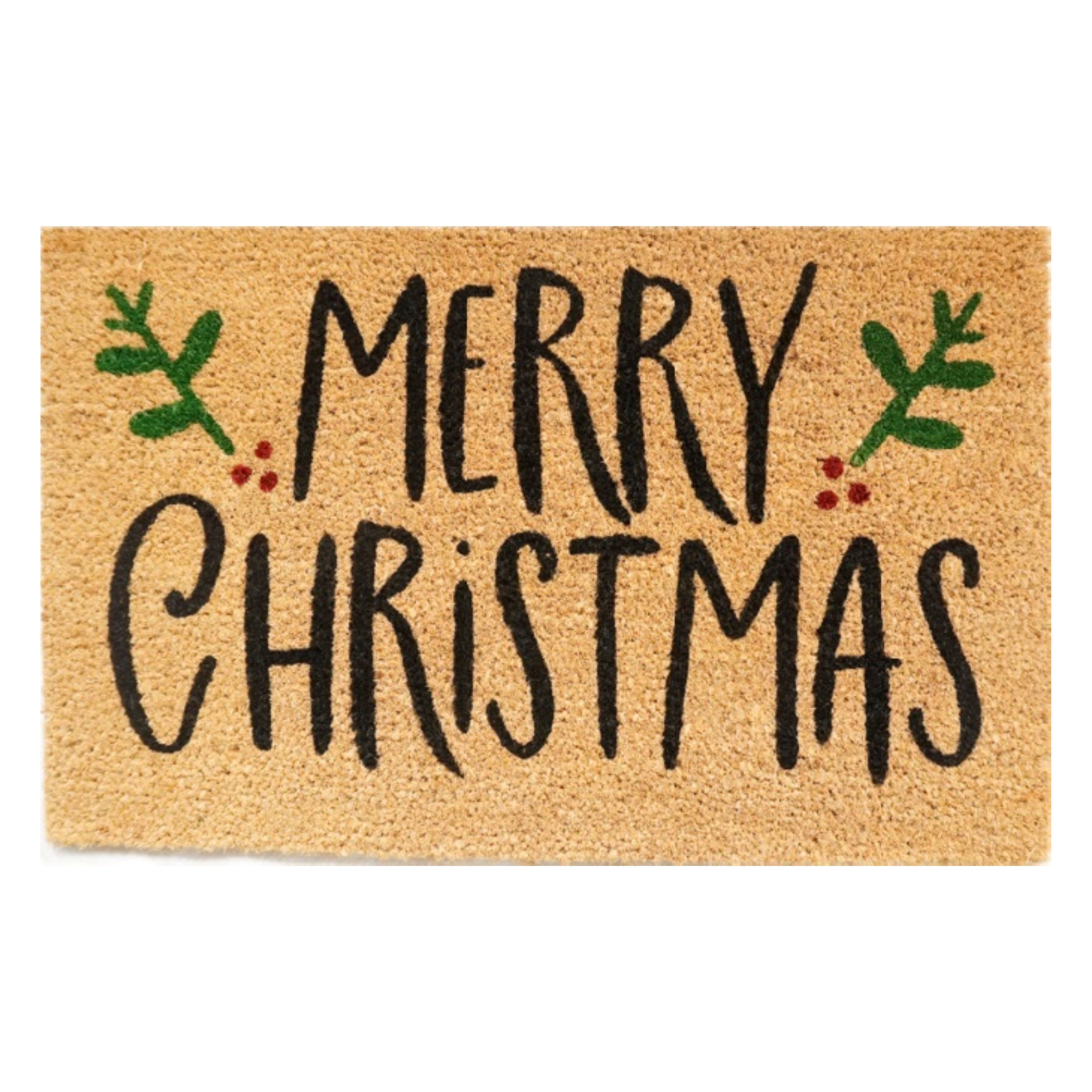 Doormat 60cm x 40cm -  'Merry Christmas' (Holly)