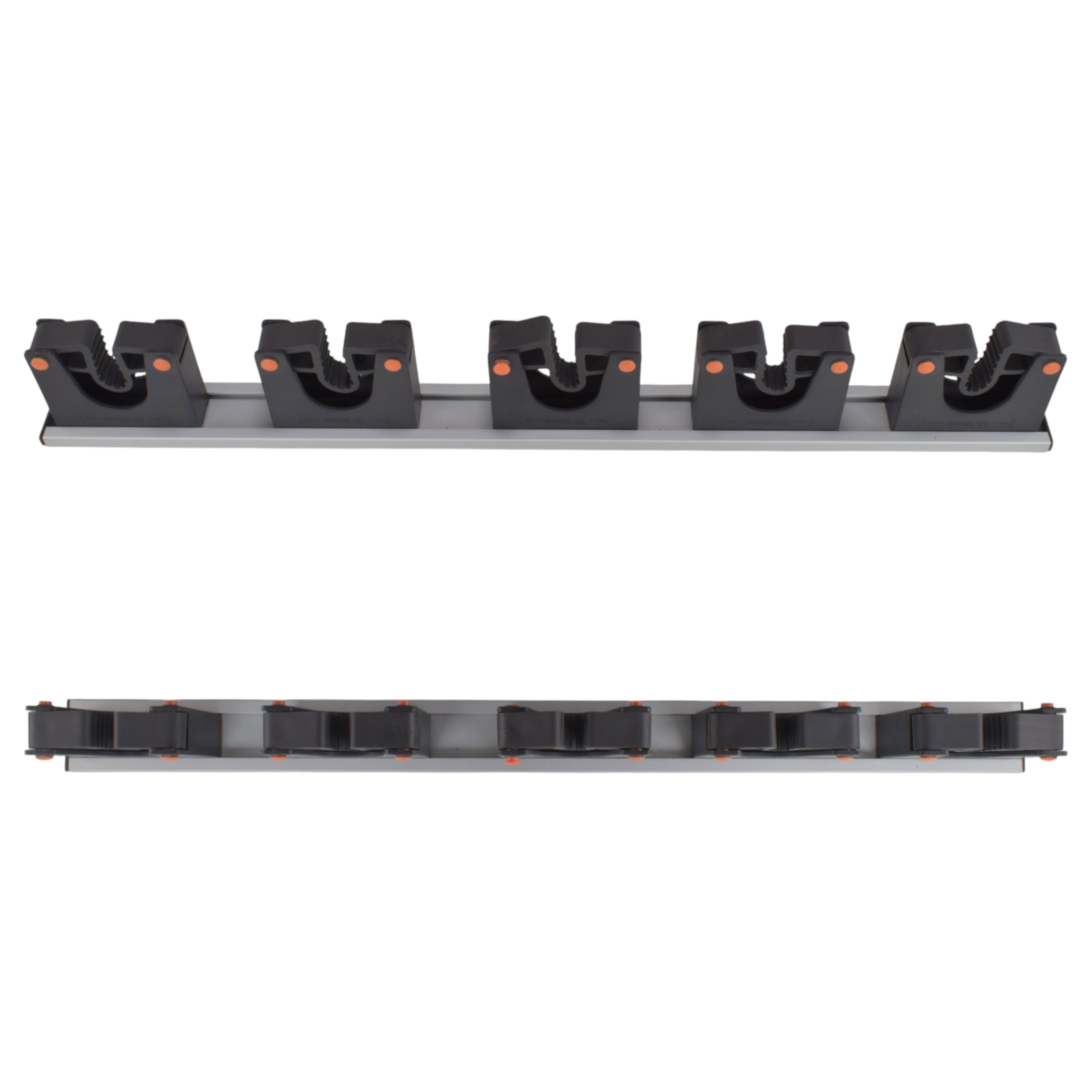 Wall Mount Tool Holder Rail - Gripper Design (5 Handles)