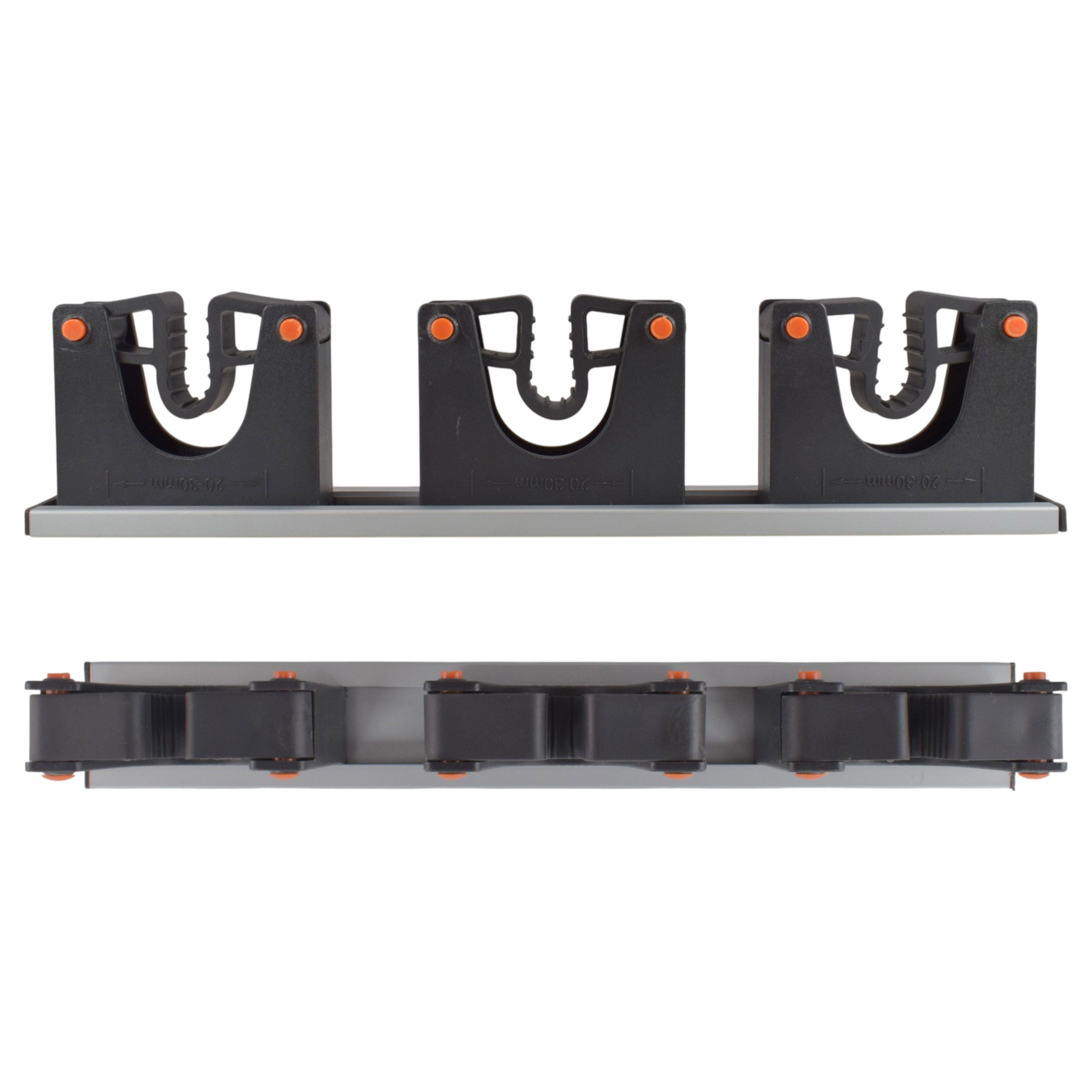 Wall Mount Tool Holder Rail - Gripper Design (3 Handles)