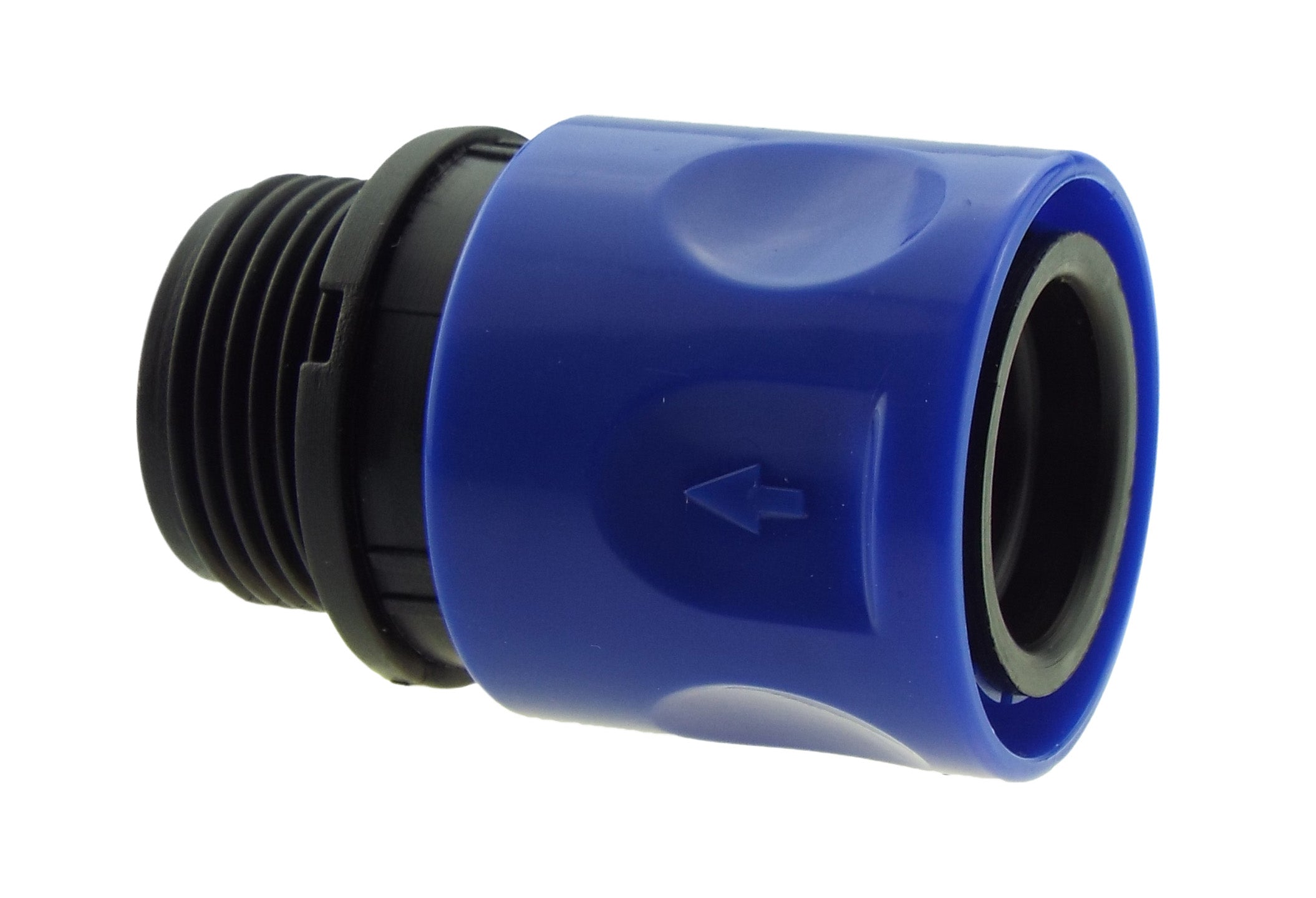 Hose Connector Blue with In-Line BSPF Valve and Geka Type Connector