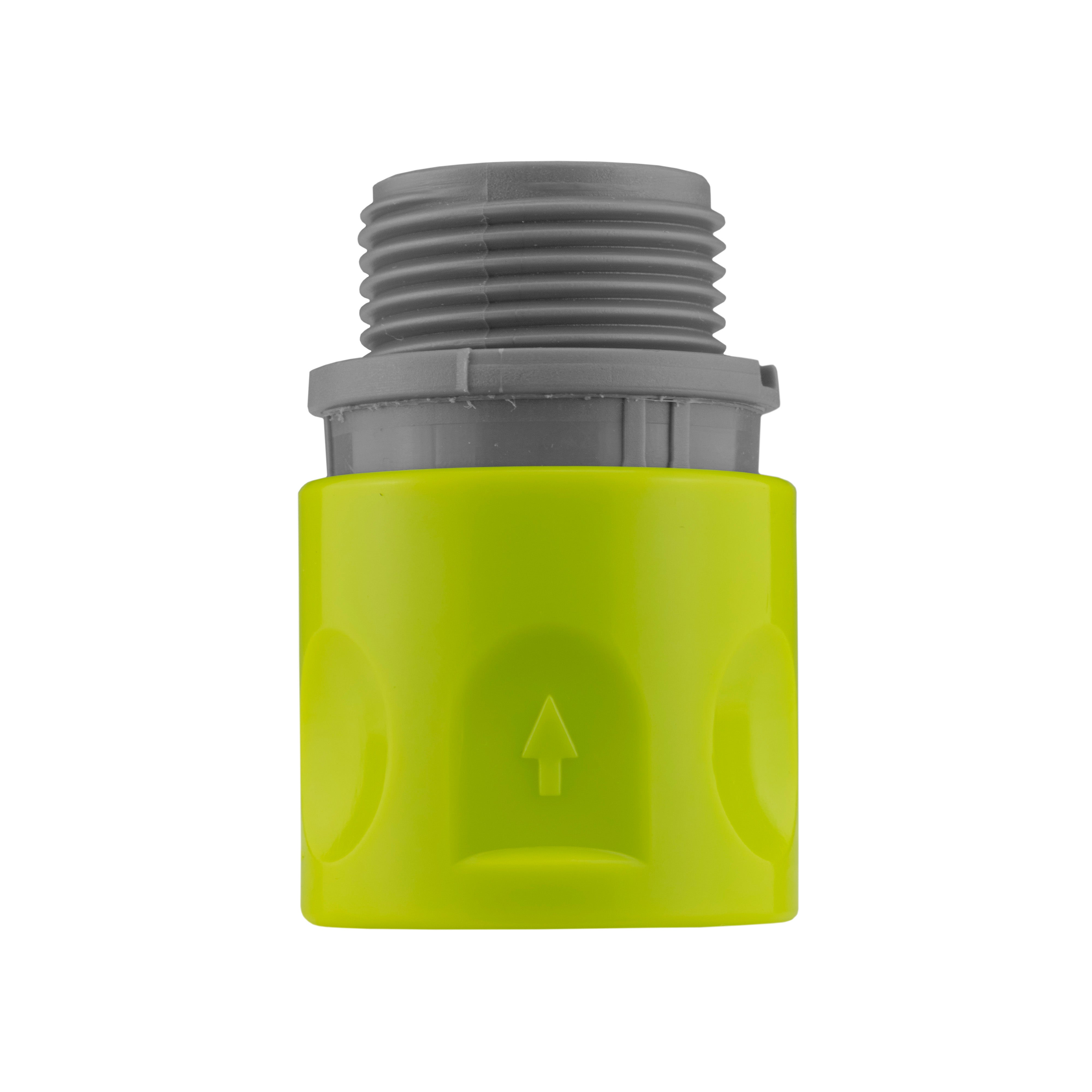 Hose Connector Lime with In-Line BSPF Valve and 19mm Brass Barb