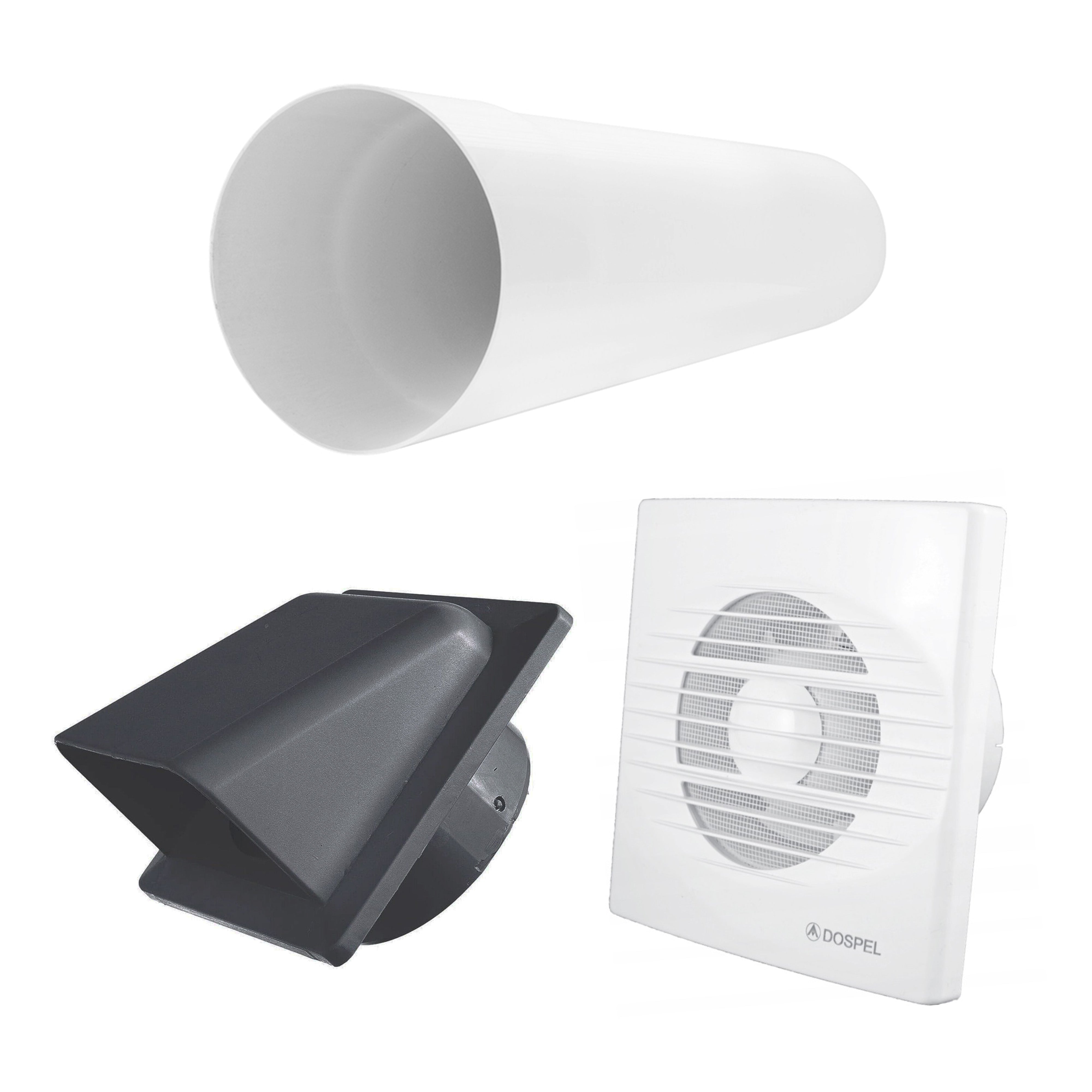 Through Wall Ventilation Kit RICO Standard Fan with Graphite External Vent